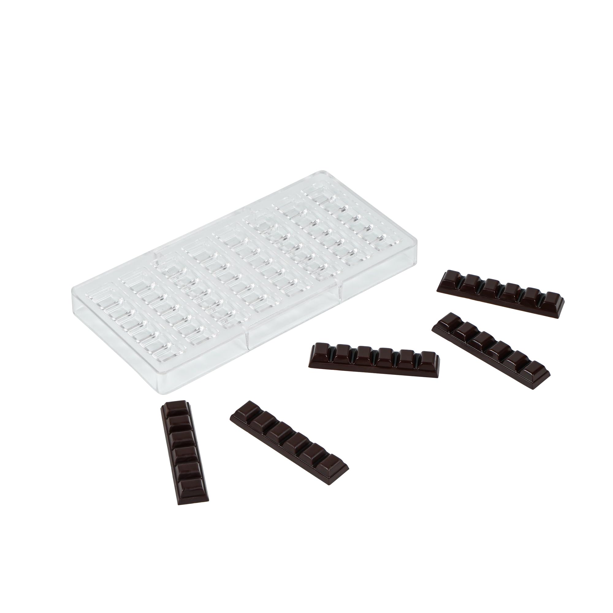 RestaurantwarePastry Tek 10.8 x 5.3 Inch Chocolate Bar Mold, 1 Dishwashable Chocolate Mold  8 Cavities, Freezable, Clear Polyc