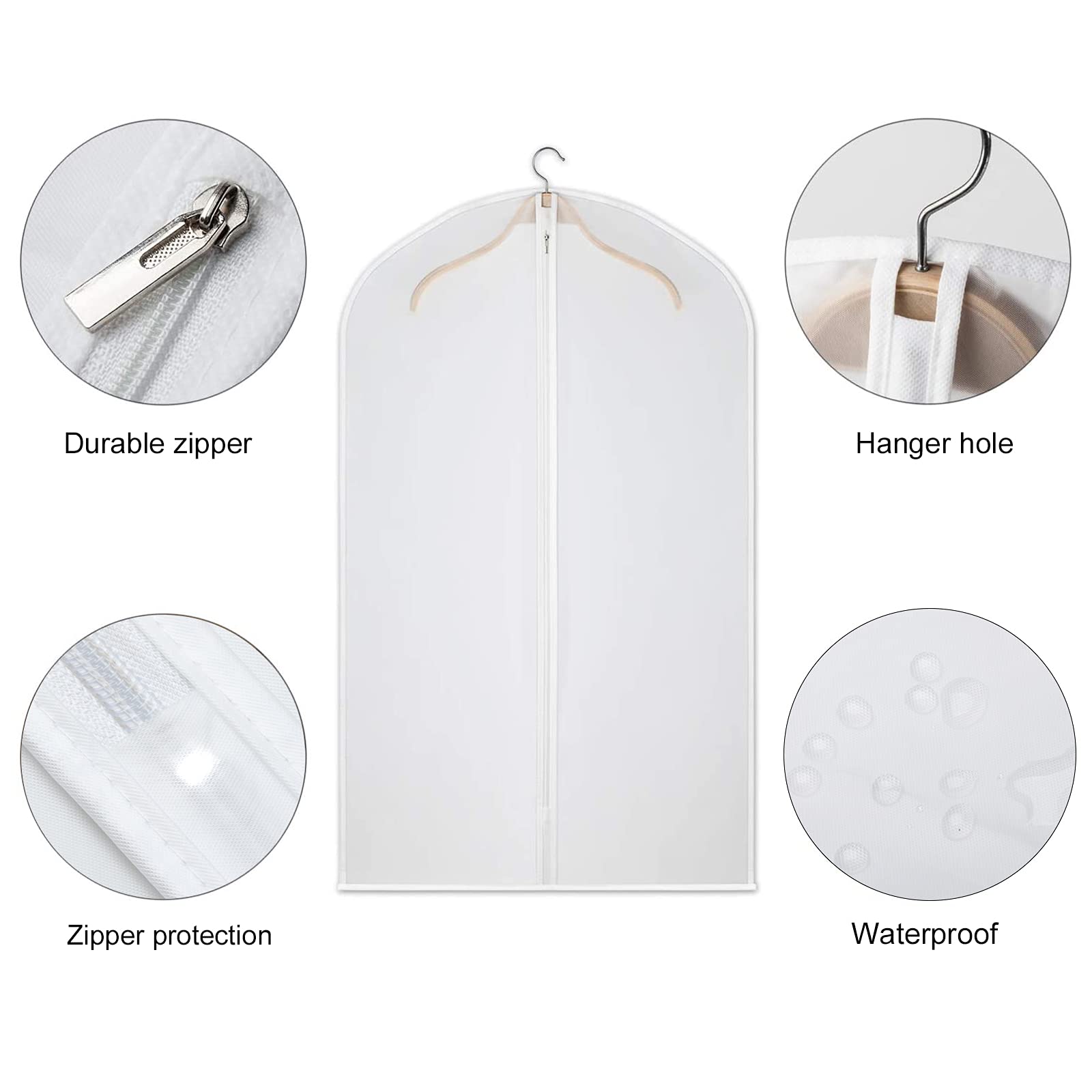 Kntiwiwo Clear Garment Bag Suit Bags for Storage Set of 12 Hanging Dust-Proof Clothes Cover Bag with Zipper for Suit  Coat  Dress Closet Clothes Storage-24? x 40?