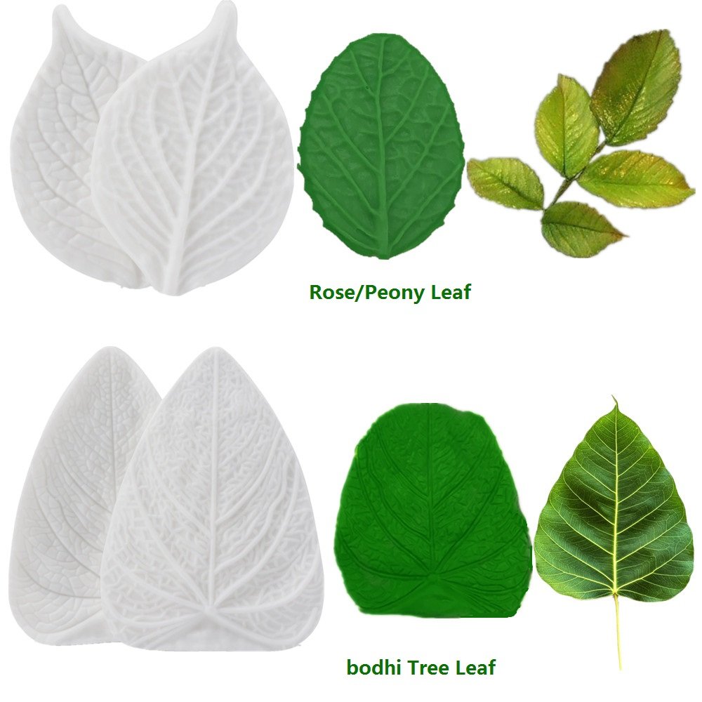 6Set Gumpaste Flower And Leaf Silicone Veining Mold Sugarcraft Fondant Flower Making Tools For Wedding Cake Decorating,Chocolate