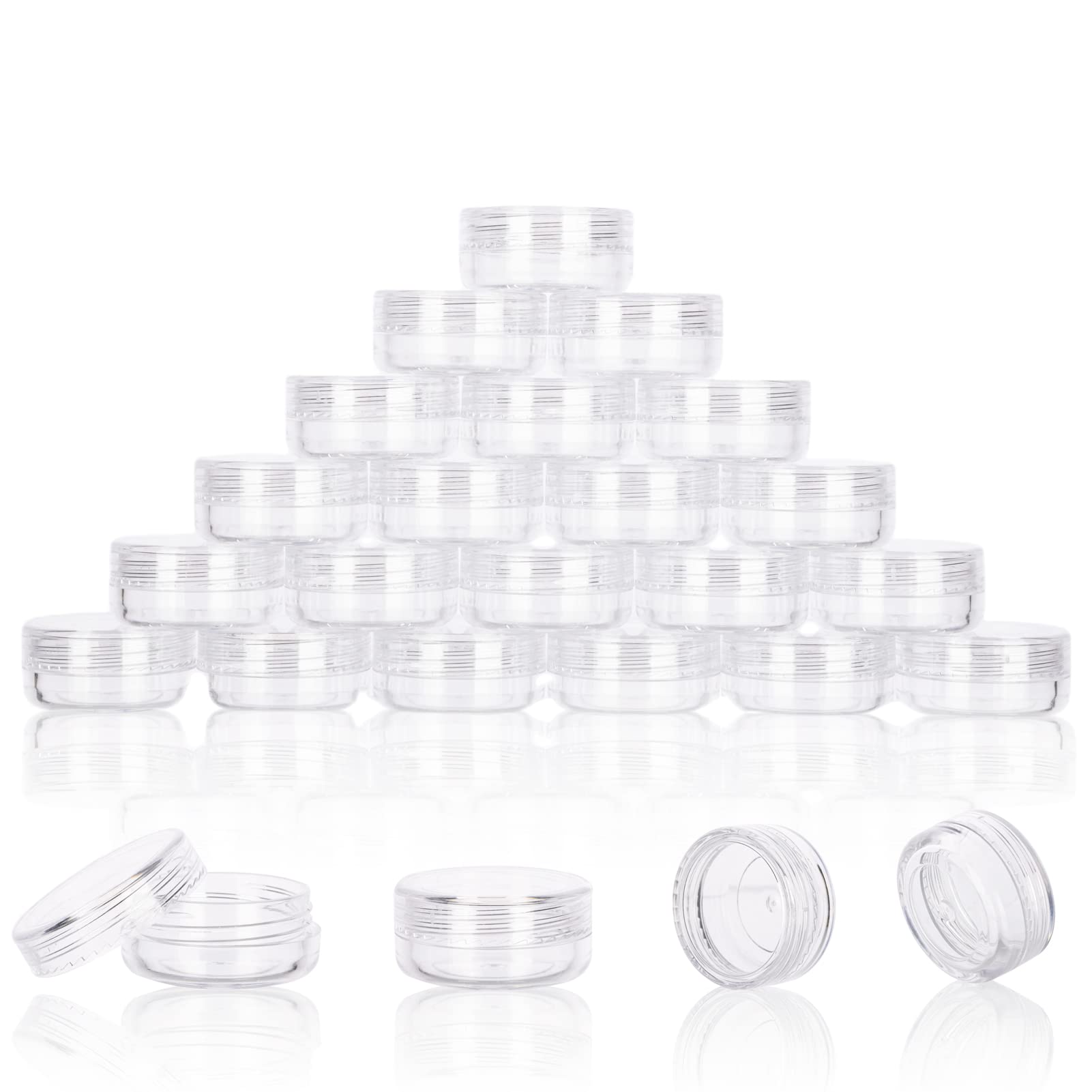 3 Gram Sample Containers With Lids, 25 Count Clear Sample Jars, Empty Lip Balm Containers, Mini Cosmetic Containers With Lids, M
