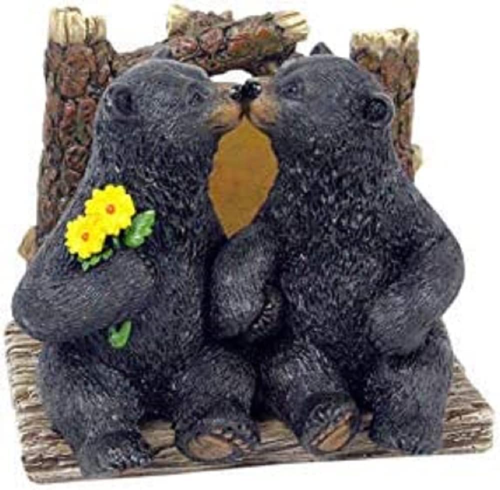 Comfy Hour Western Retro Collection Resin Craft Lover Bears Kissing Napkin Holder Black