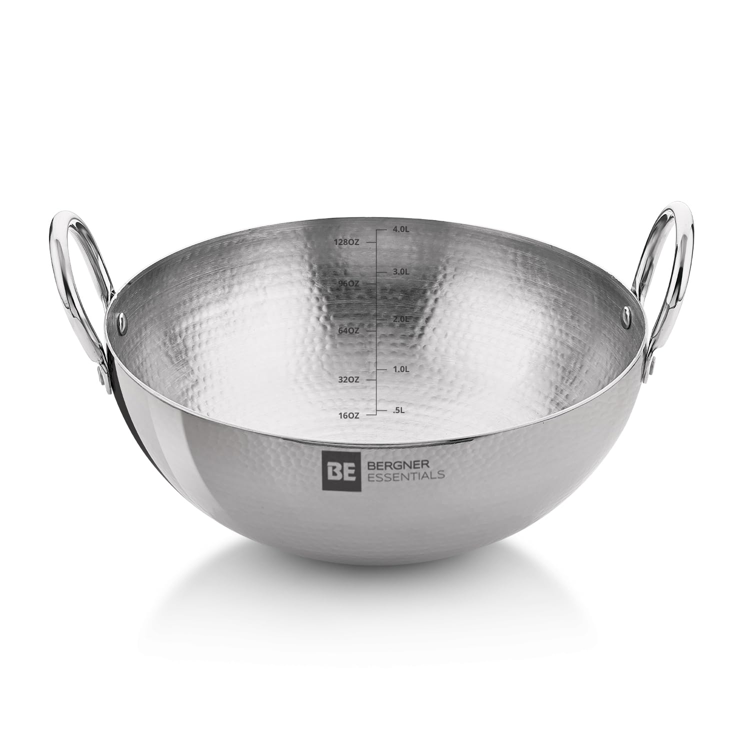 Bergner Be Essentials 28 Cm Hammered Kadai, 4.2 L Kadhai Without Lid, Thickness 2.2 Mm, Food Safe, Sturdy And Durable, Less Oil 