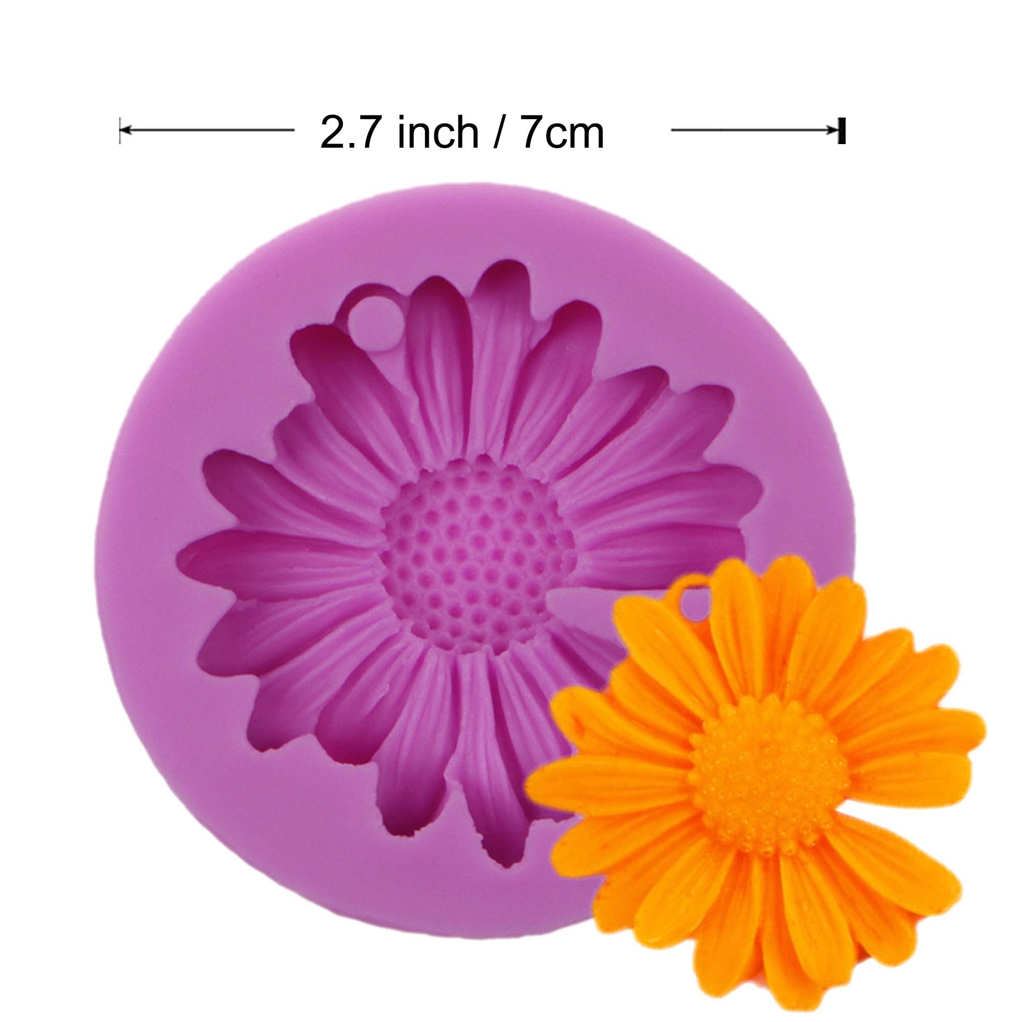 Daisy Silicone Chocolate Molds, 4 Packs Flower Keychain Molds For Cake Decoration Cupcake Toppers Candy Sugar Craft Gum Paste Cl