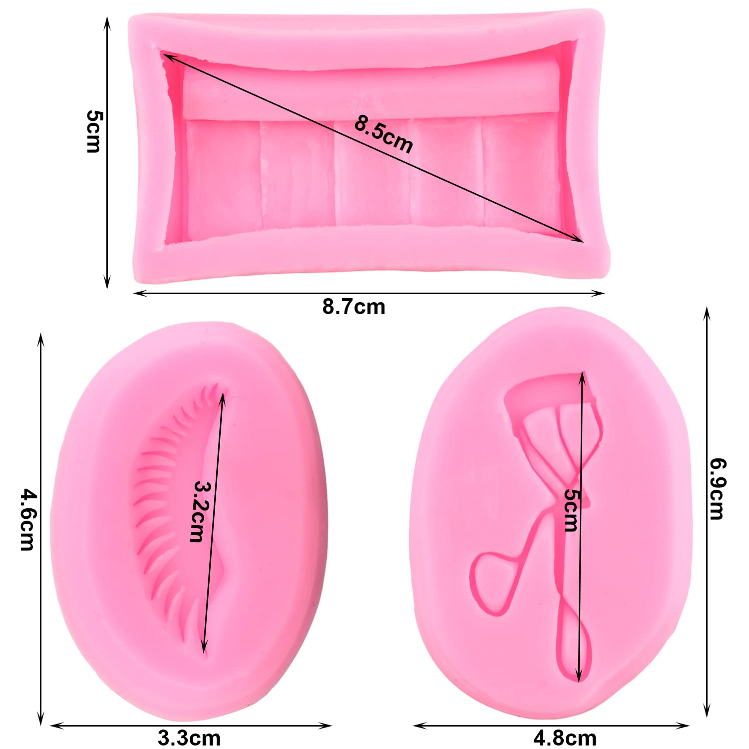 Mujiang Makeup Tools Silicone Molds Eyelash Eye Shadow Eyelash Curler Fondant Mold For Cake Decorating Cupcake Topper Candy Poly