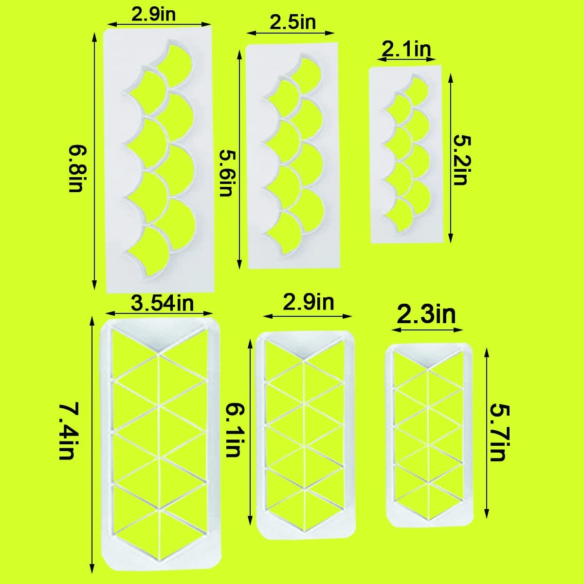 12 Pcs Cake Fondant Cutter, Fish Scale Fondant Cutters 4 Size Geometric Biscuit Cutters Cake Decorating Cookie Cutter Cake Borde