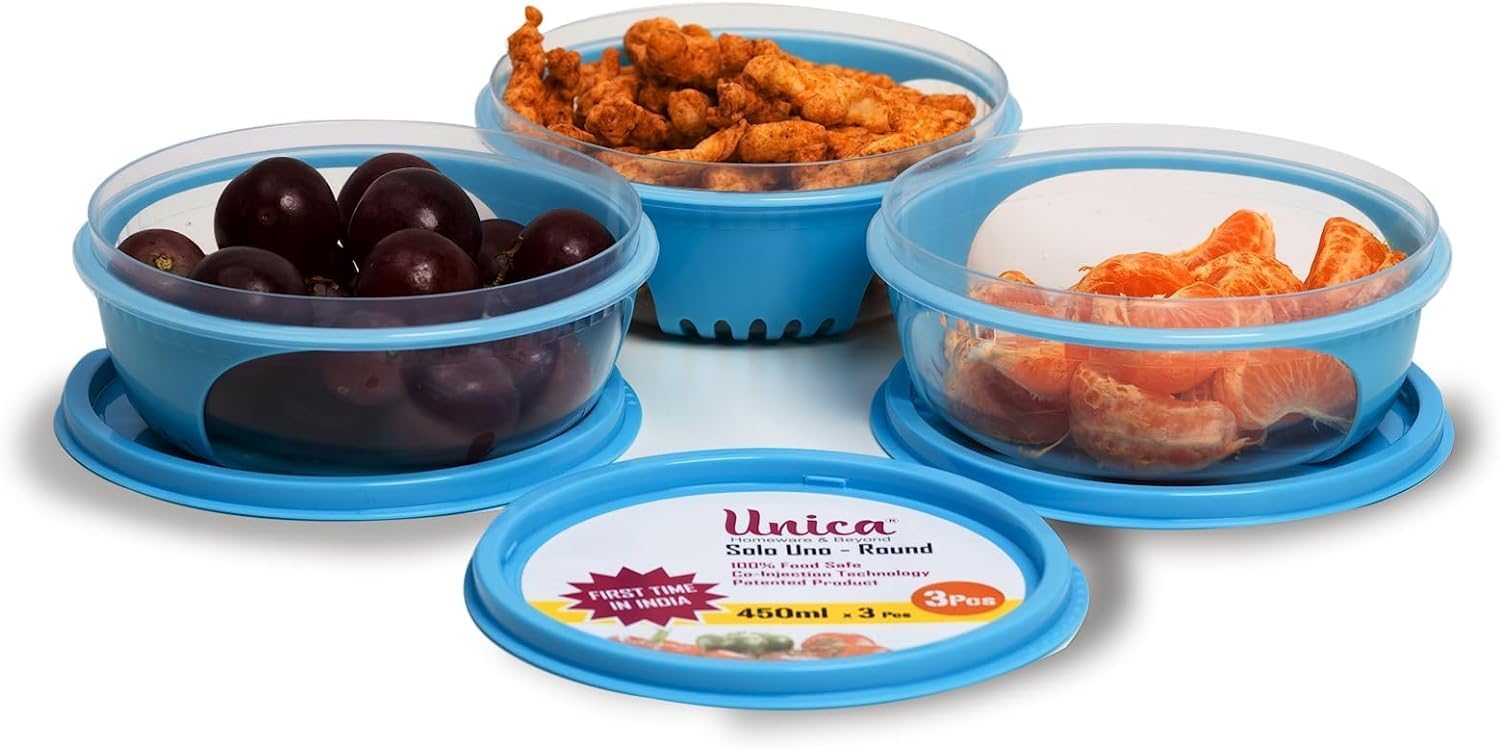 Unica Round Containers With Lids, Microwavable Airtight Food Storage Containers, FreezerSafe Containers For Pantry, BpaFree Co