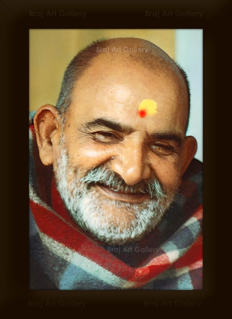 Braj Art Gallery Neem Karoli Baba Graceful Smile Small Photo Frame Size 7.5X10.5 Inches
