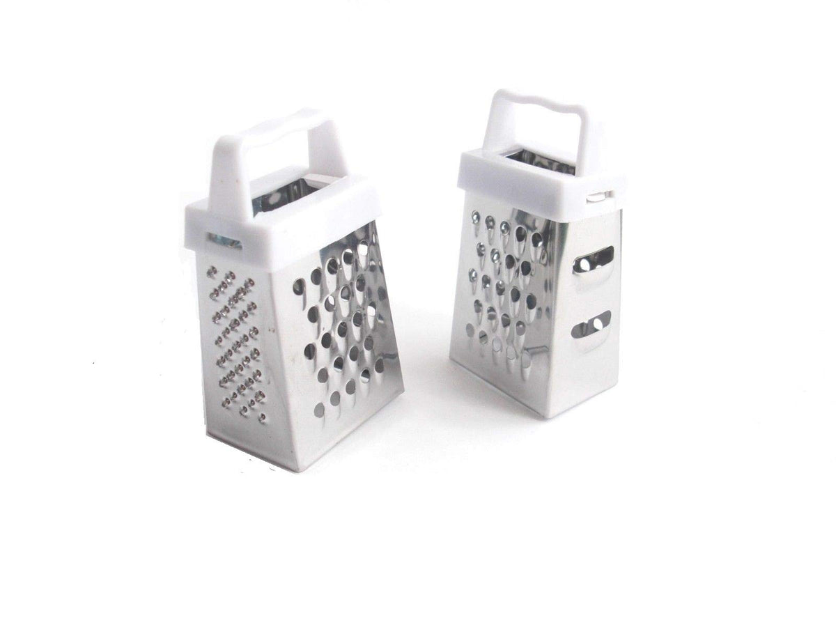 Tredoni 2 Mini Graters - Stainless Steel 4 Sided Garlic/Nutmeg Grater & Slicer 2.7X1.4'', Ginger/Chocolate Grater, Multicolor Pl
