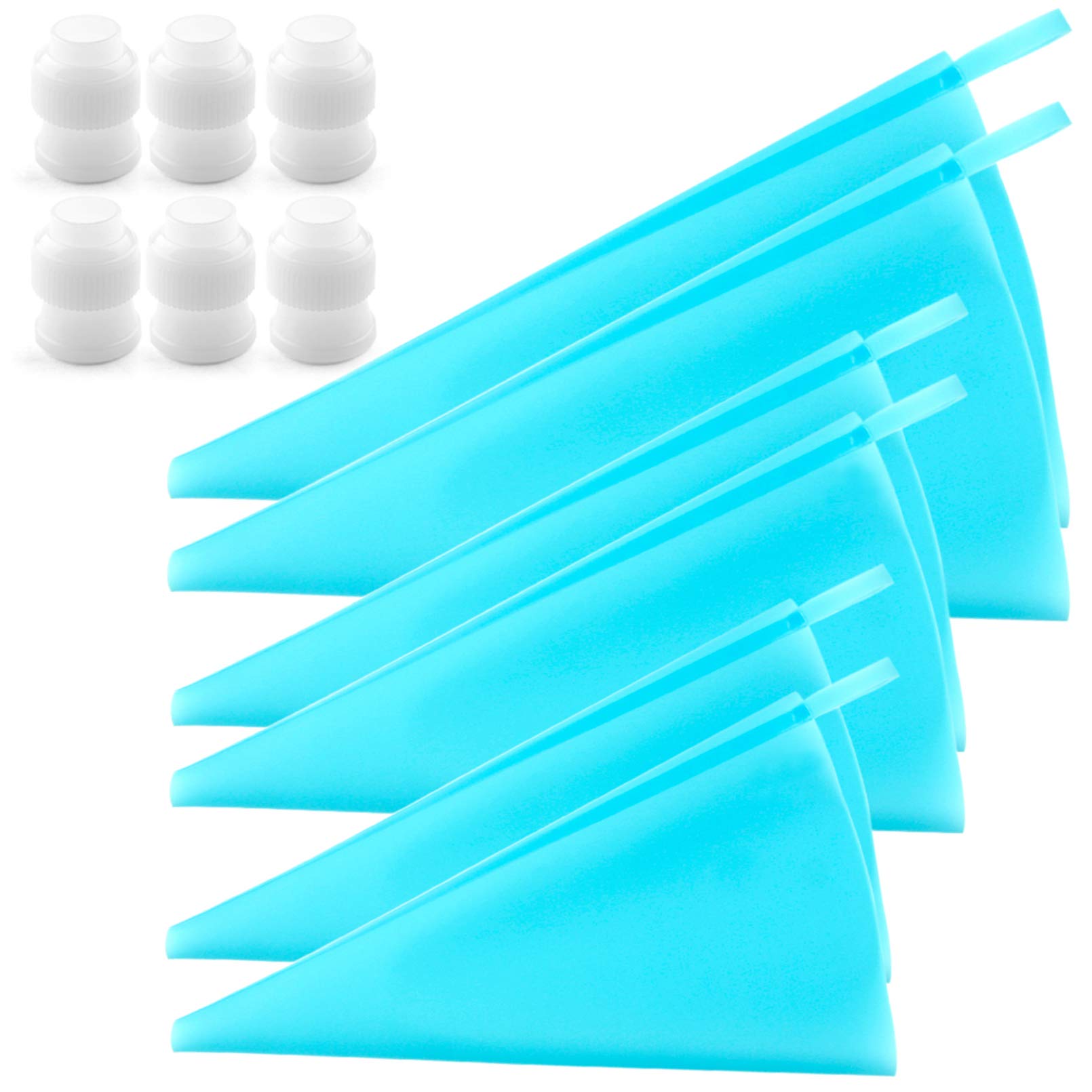 Silicone Pastry Bags, Weetiee 3 Sizes Reusable Icing Piping Bags Baking Cookie Cake Decorating Bags (12+14+16) 6 Pack  Bonus 6