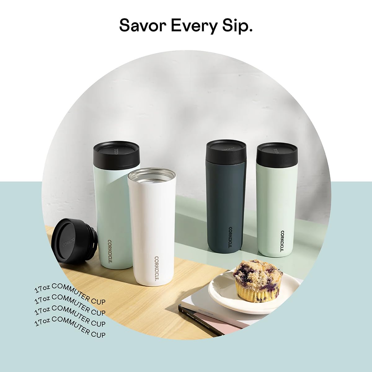Corkcicle Commuter Cup Insulated Stainless Steel Spill Proof Travel Coffee Mug Keeps Beverages Cold For 9 Hours And Hot For 3 Ho
