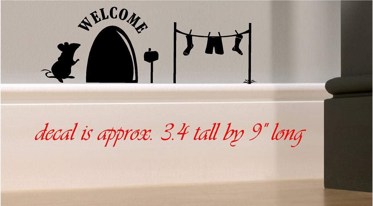 Walls With Style Mouse House With Laundry, Decal Sticker, (Black)