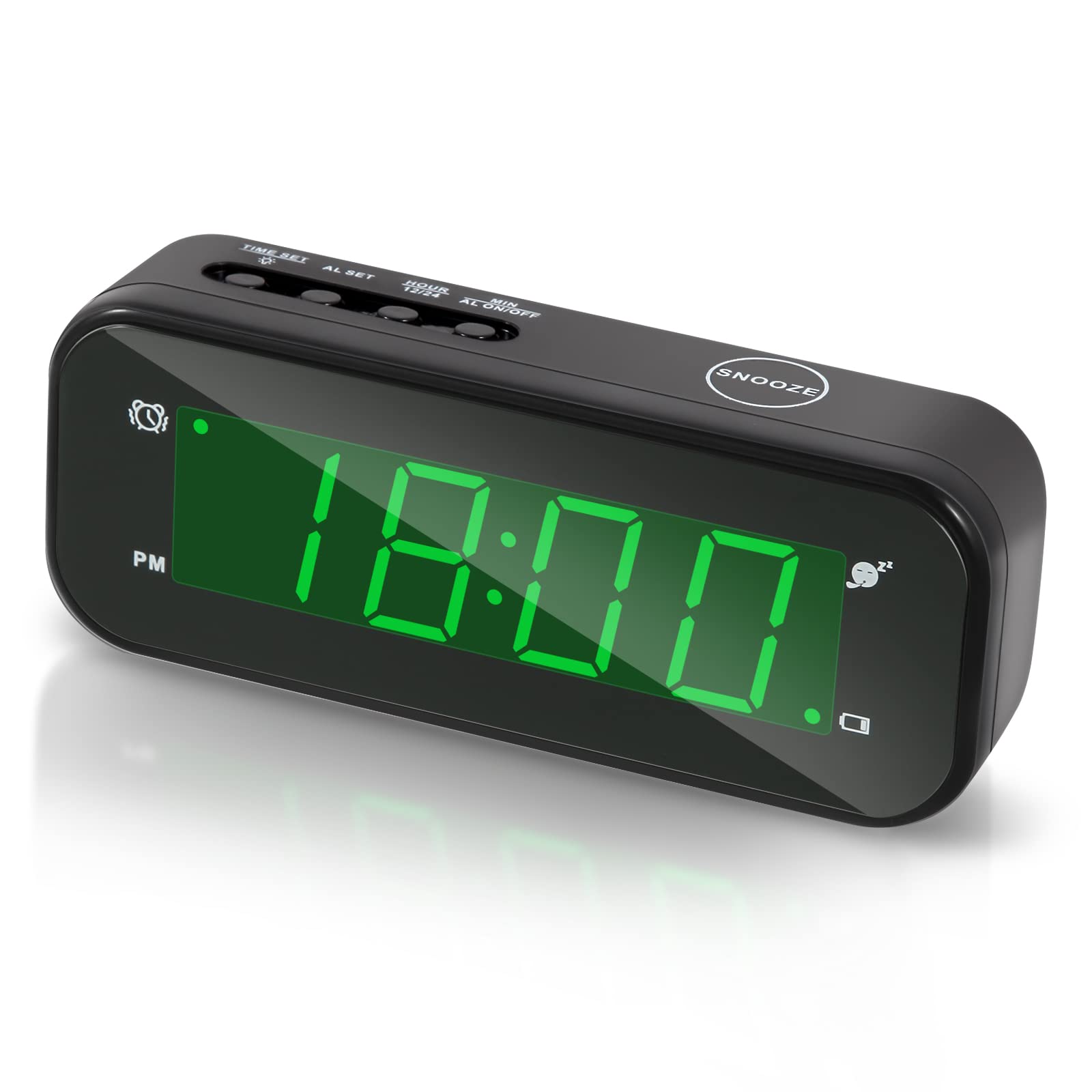 Timegyro Small Digital Clock Battery Operated, LED Travel Alarm Clock Battery Powered with Snooze, Cordless, Brightness Adjustab