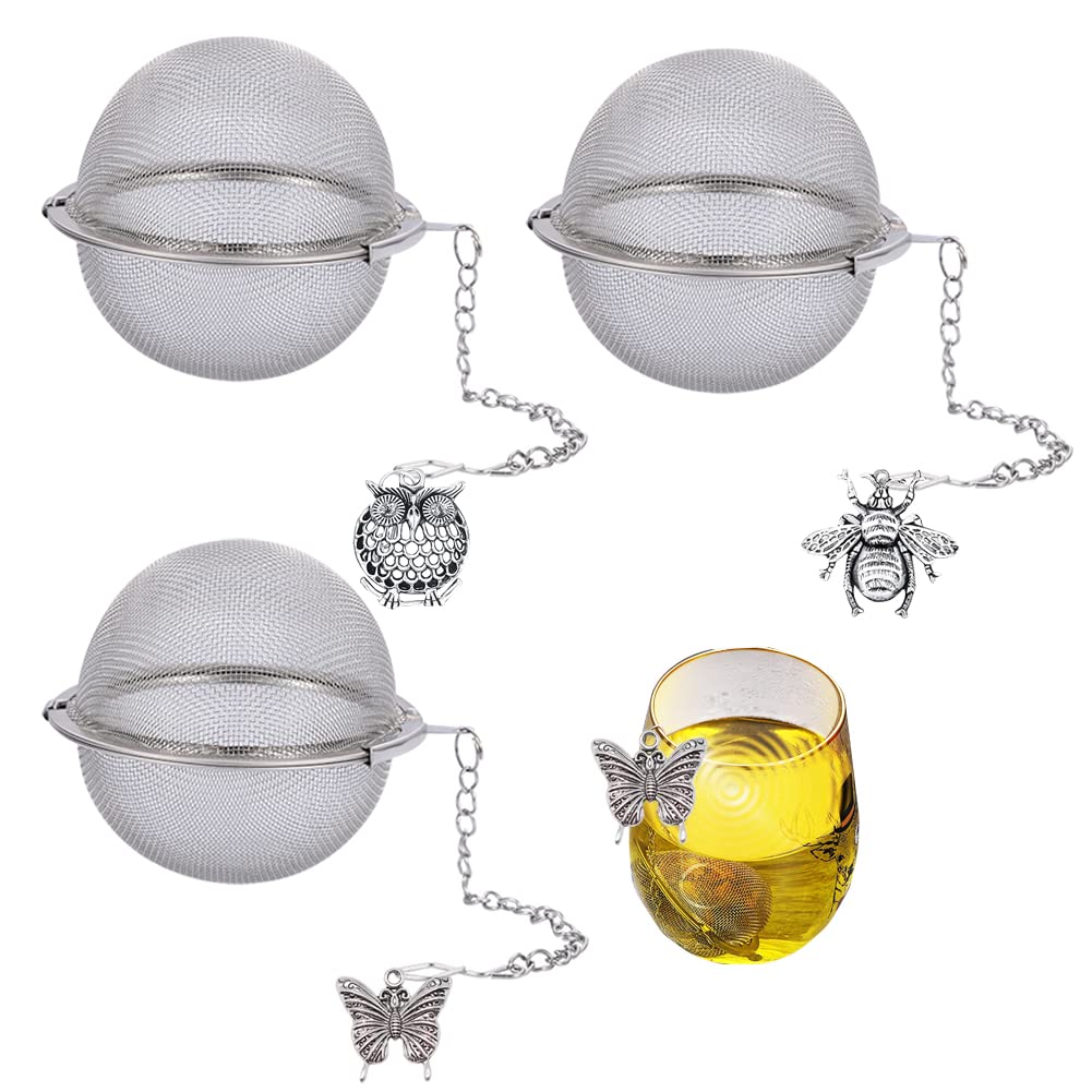 Tea Infusers For Loose Tea 3 Sets Tea Infuser Loose Leaf Tea Steeper Tea Stainless Steel Ball Mesh Tea Strainer Filters With Met