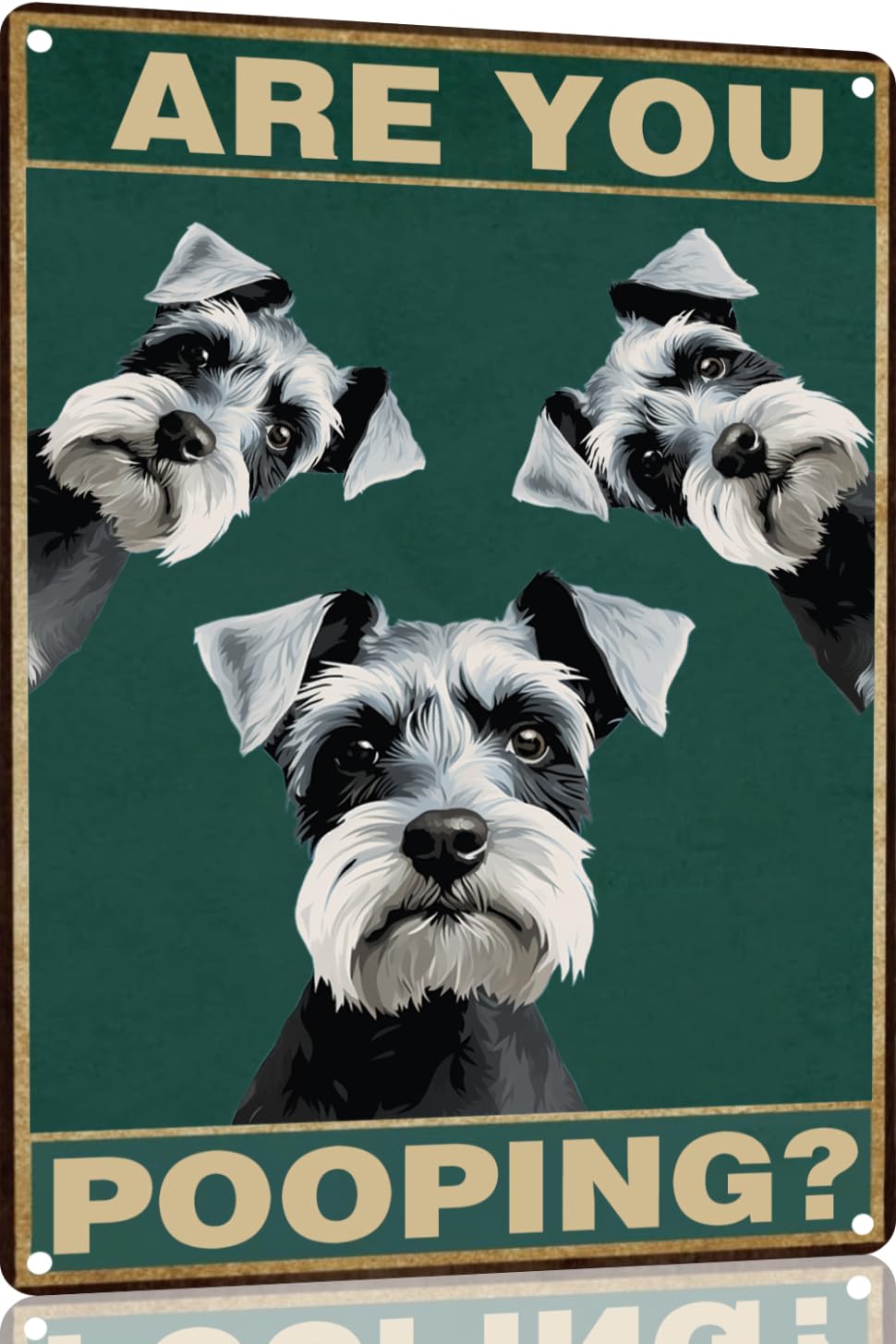 Toppacific Miniature Schnauzer 12X8 Inch Are You Pooping Sign Bathroom Decor- Dog Metal Poster Dog Lover Gift Art Funny Dogs Wal