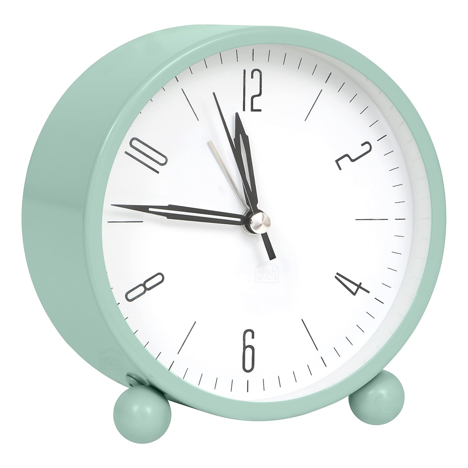About Space Metal Alarm Clock - 4 Inch Round Silent Analog Desk/Table Clock With Night Led Light- Battery Powered Simple Design 
