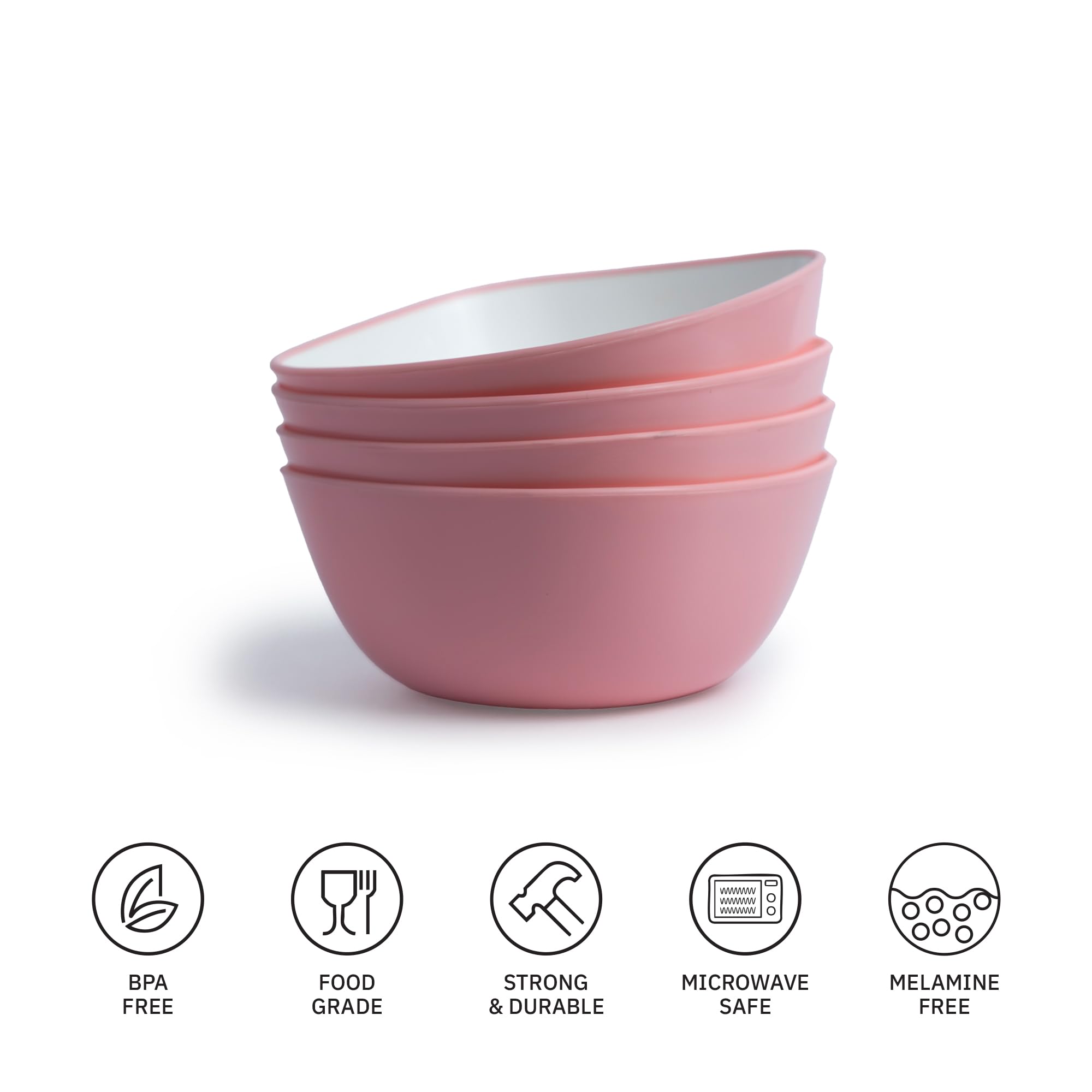 Lumiset Plastic Set Of 4 Square Dessert/Soup Bowls With Matching Spoons For Kitchen & Dining| 100% Food Grade Bpa Free| Unbreaka