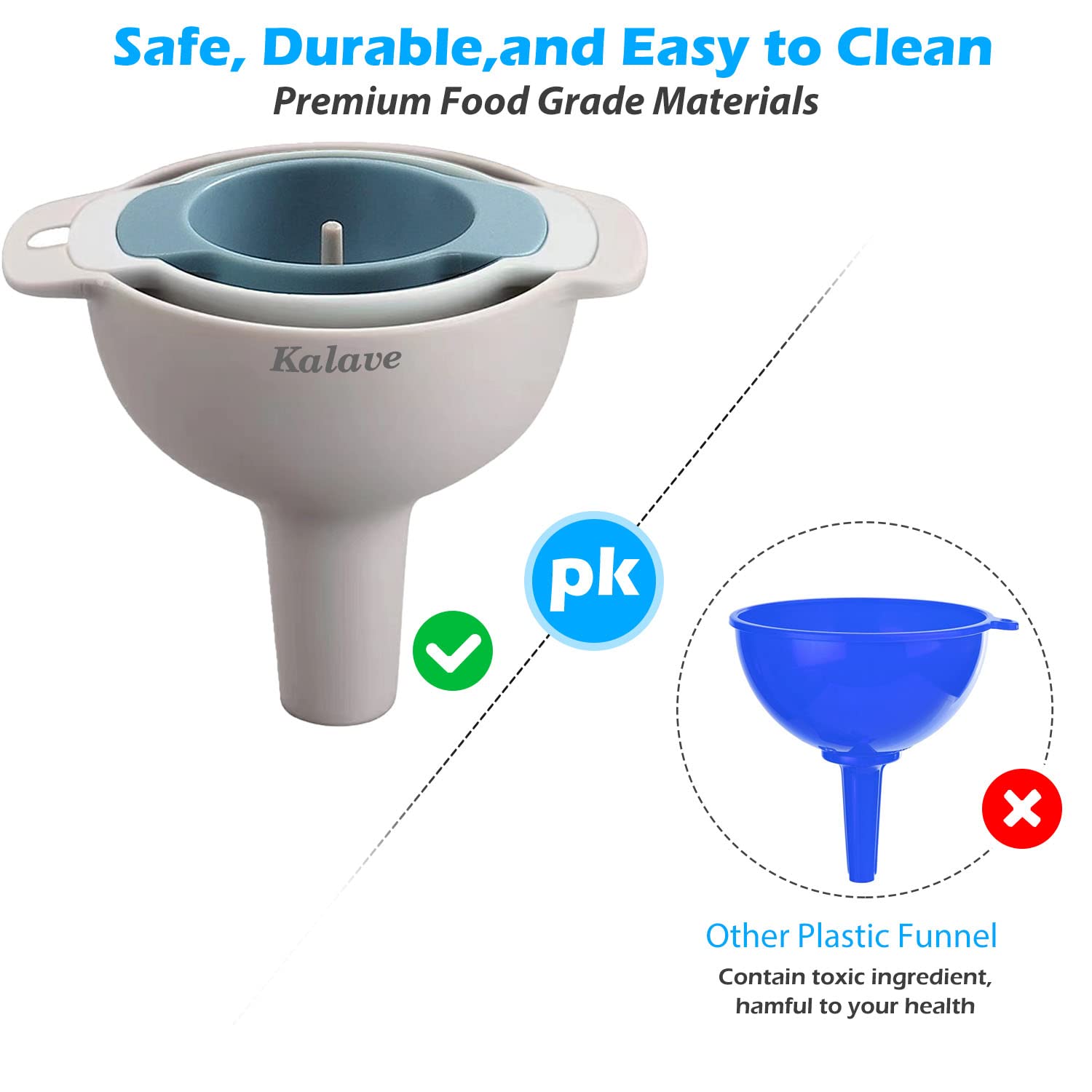 Set Of 4 Funnels For Filling Bottles, Bpa-Free Food Grade Kitchen Funnels With Detachable Strainer Filter For Kitchen Use Oil, L
