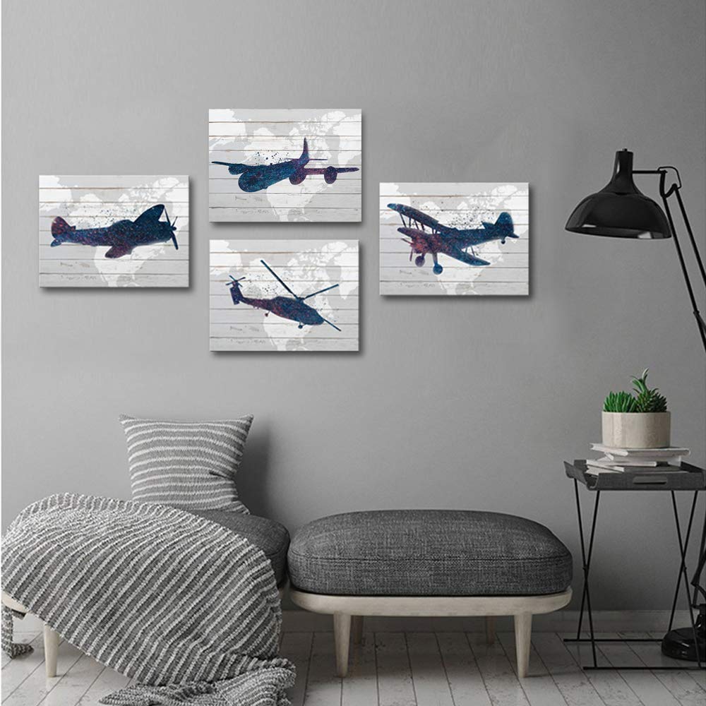 Lovehouse Airplane Wall Hanging Decor For Boys Room Plane Painting Artwork Prints For Kids Bedroom Adventure Decor For Boys Bed