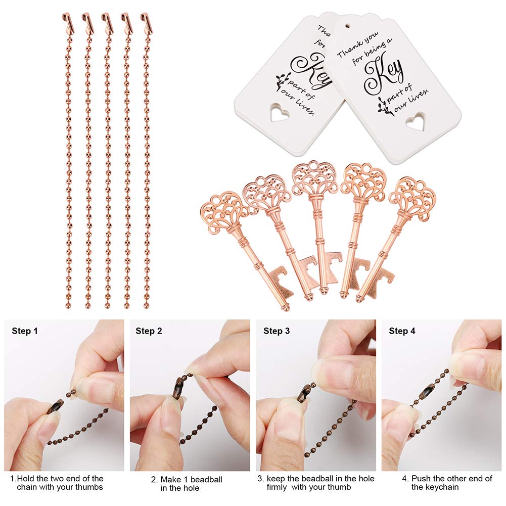 Wodegift 60 Pcs Bridal Shower Favors,Wedding Favors Key Bottle Opener With Thank You Card Tag And Key Chains,Wedding Souvenirs F