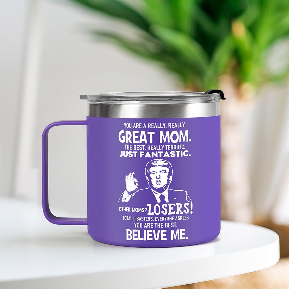 QTDS Funny Mothers Day Gifts for Mom Gifts From Son Daughter Kids - Mom Coffee Mug Cup, Great Mother Gifts for Mom Birthday Gift