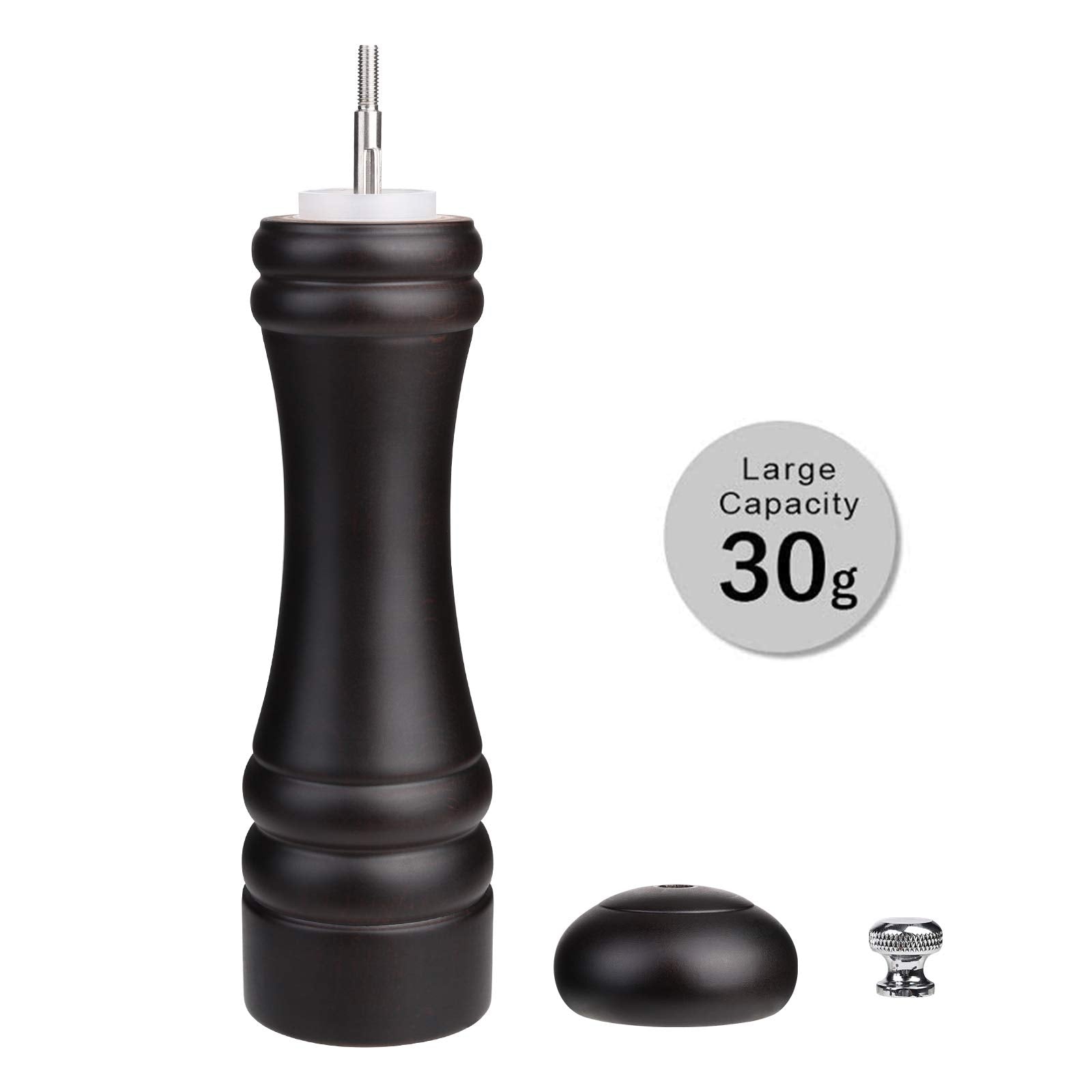 Joidxir Pepper Mill Black Pepper Grinder Mill Wood Refillable Stainless Steel Mechanism Adjustable Coarseness