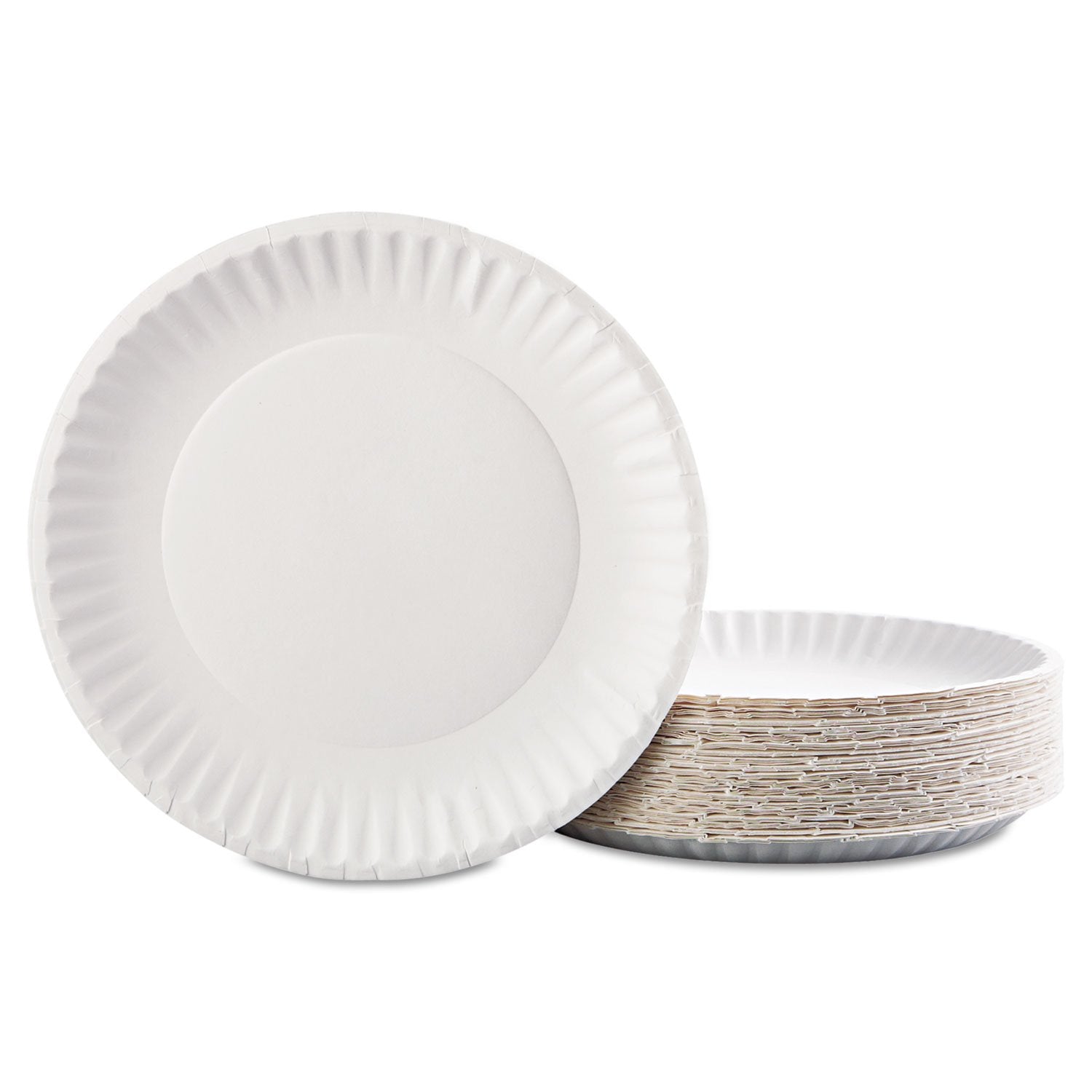 Ajm Packaging Pp9Grawhpk Paper Plates, 9-Inch Diameter, White, 100/Pack
