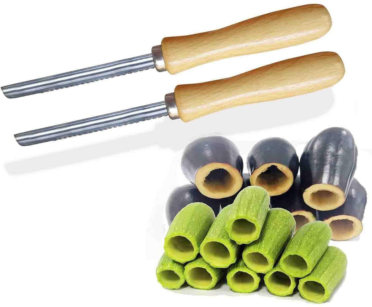 Zucchini Squash Vegetable Corer 2 Pcs Corers Stainless Steel Core Remover Tool Kitchen Stuffed Vegetables Veggies Seed Remover R
