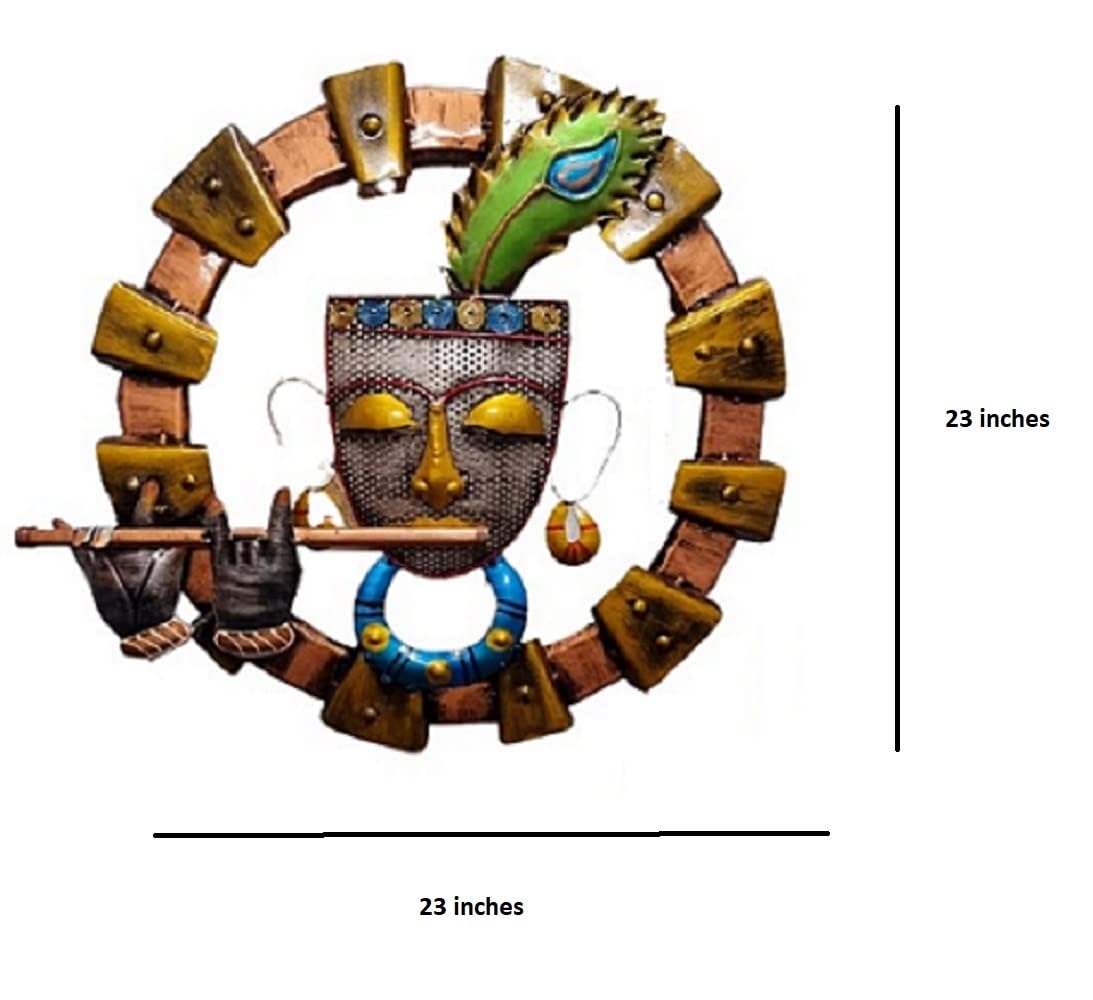 RSN Krishna Flute Wall Decoration, Metal Wall Sculpture, Modern Metal Wall Decor, Wall Art for Bedroom, Wall Hanging & Decorativ