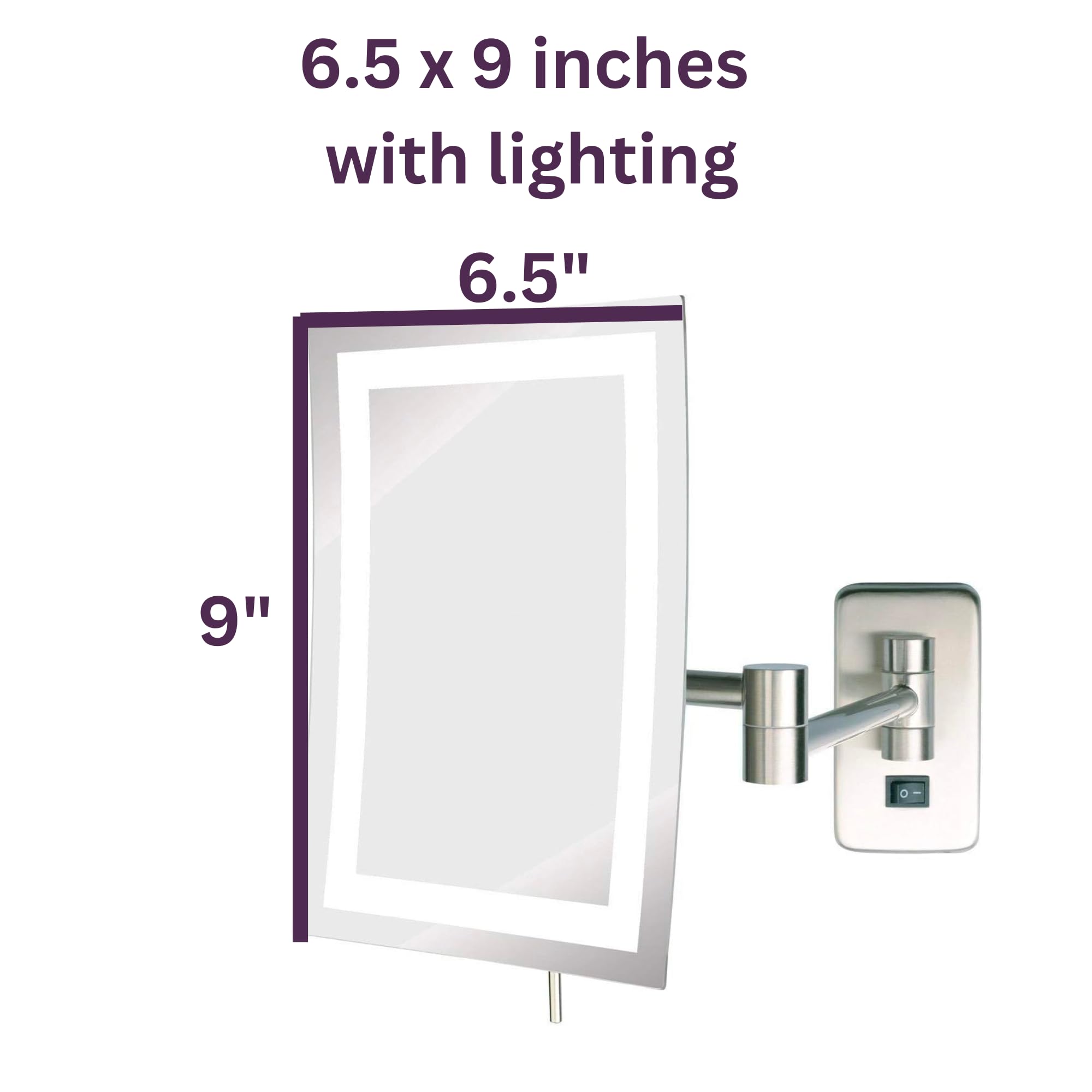 Jerdon Rectangular 6.5-Inch X 9-Inch Wall Mount Mirror - Makeup Mirror With 5X Magnification And 15.5-Inch Wall Extension - Nick