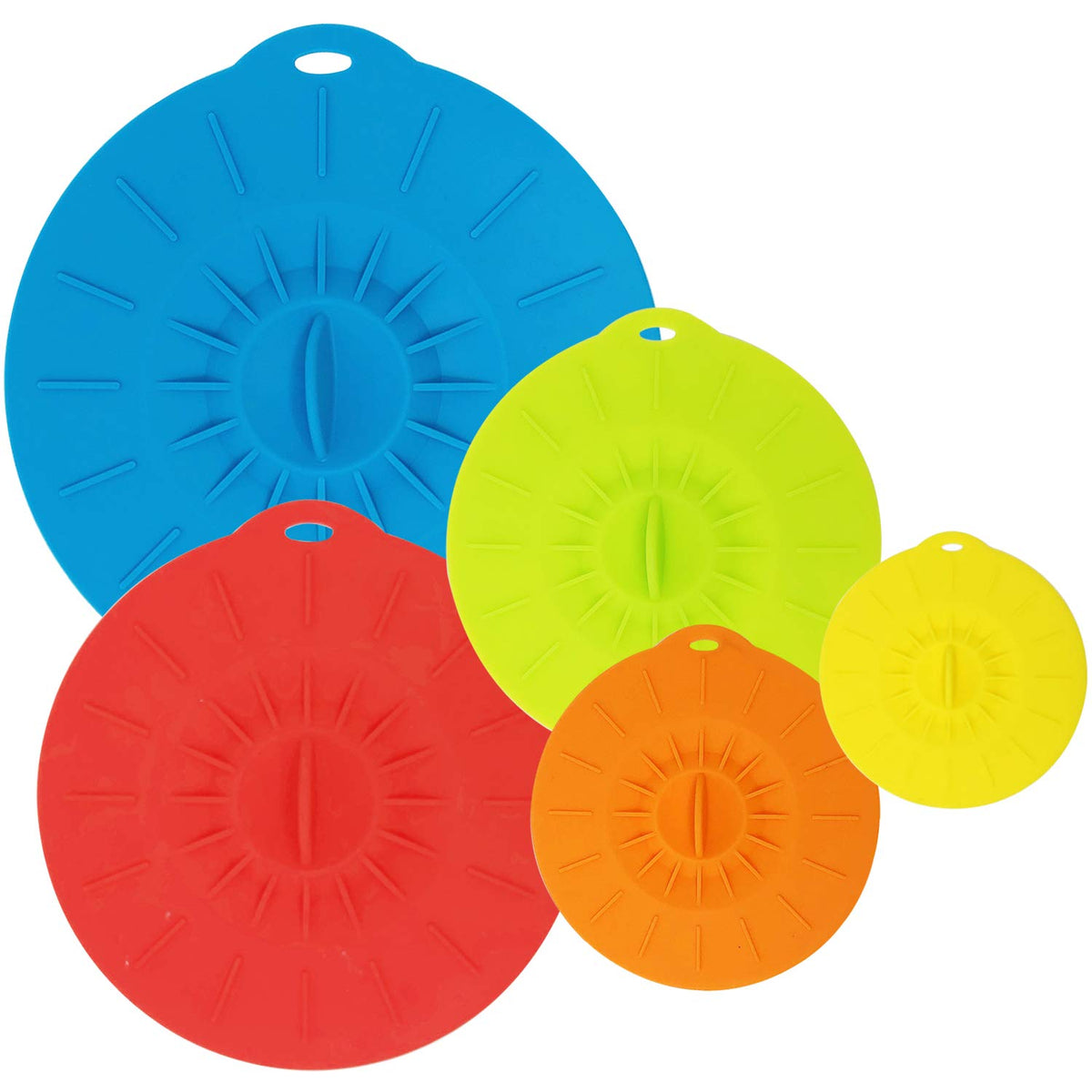 Allydrew Reusable Silicone Suction Bowl Lids, Food Storage Covers For Bowls, Pots, Pans, Mugs (Set Of 5)