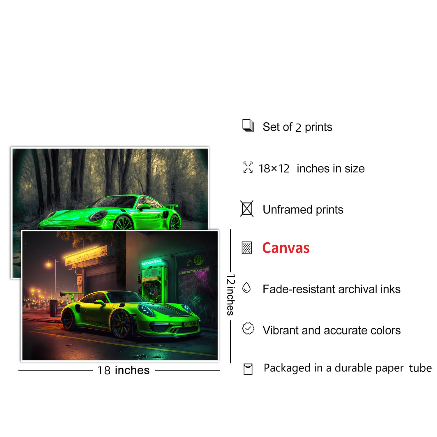 Vejia Car Poster Canvas Wall Art 911 Gt Turbo Posters For Men Bedroom Aesthetics Decor (12X18, Unframed 02)