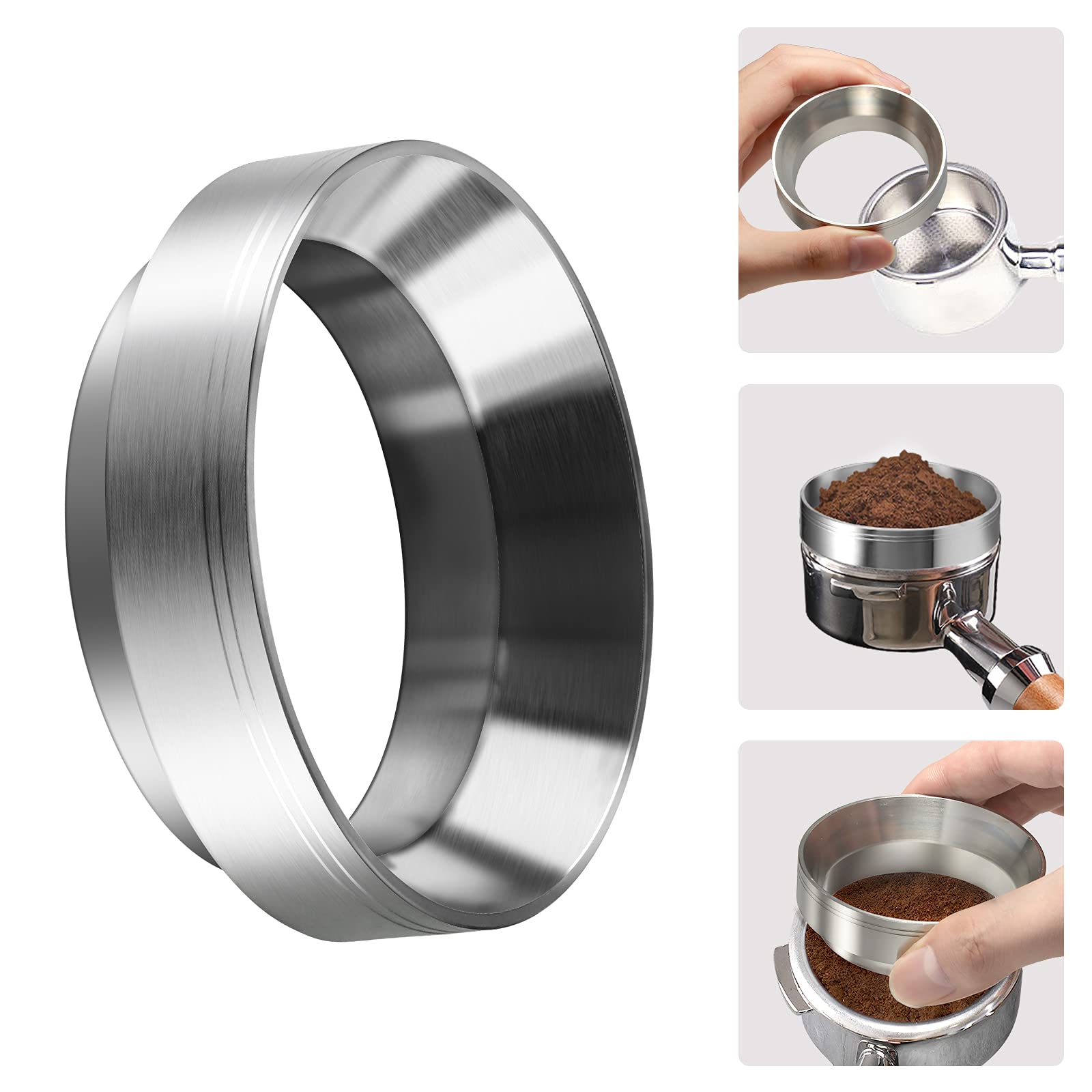53Mm Espresso Dosing Funnel With Magnet, Wissxoer Stainless Steel Coffee Dosing Ring Compatible With 54Mm Portafilter