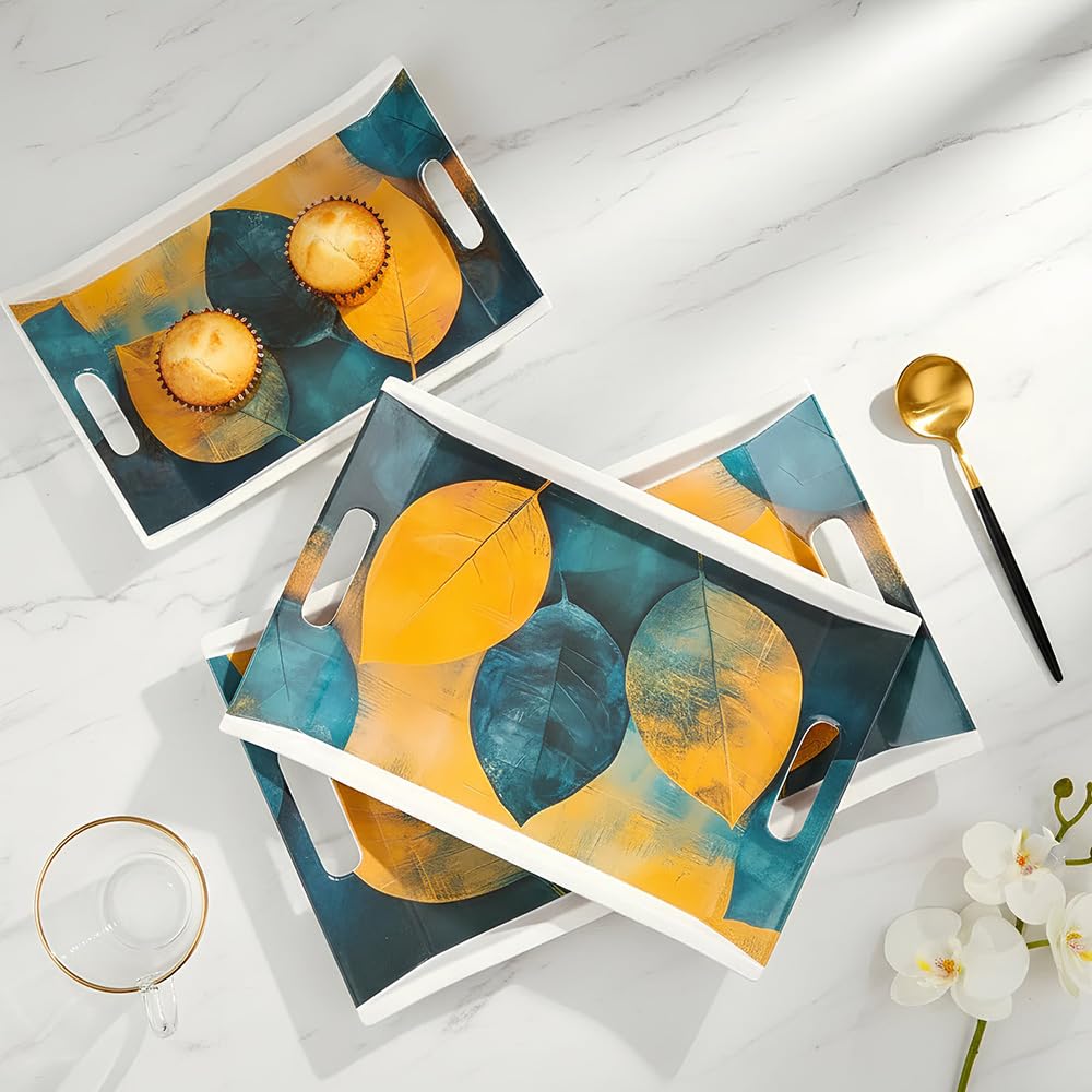 U.P.C Serving Tray Set Of 3, Tray Set For Serving, Multi-Use Nashta Plate (Small, Medium & Large)