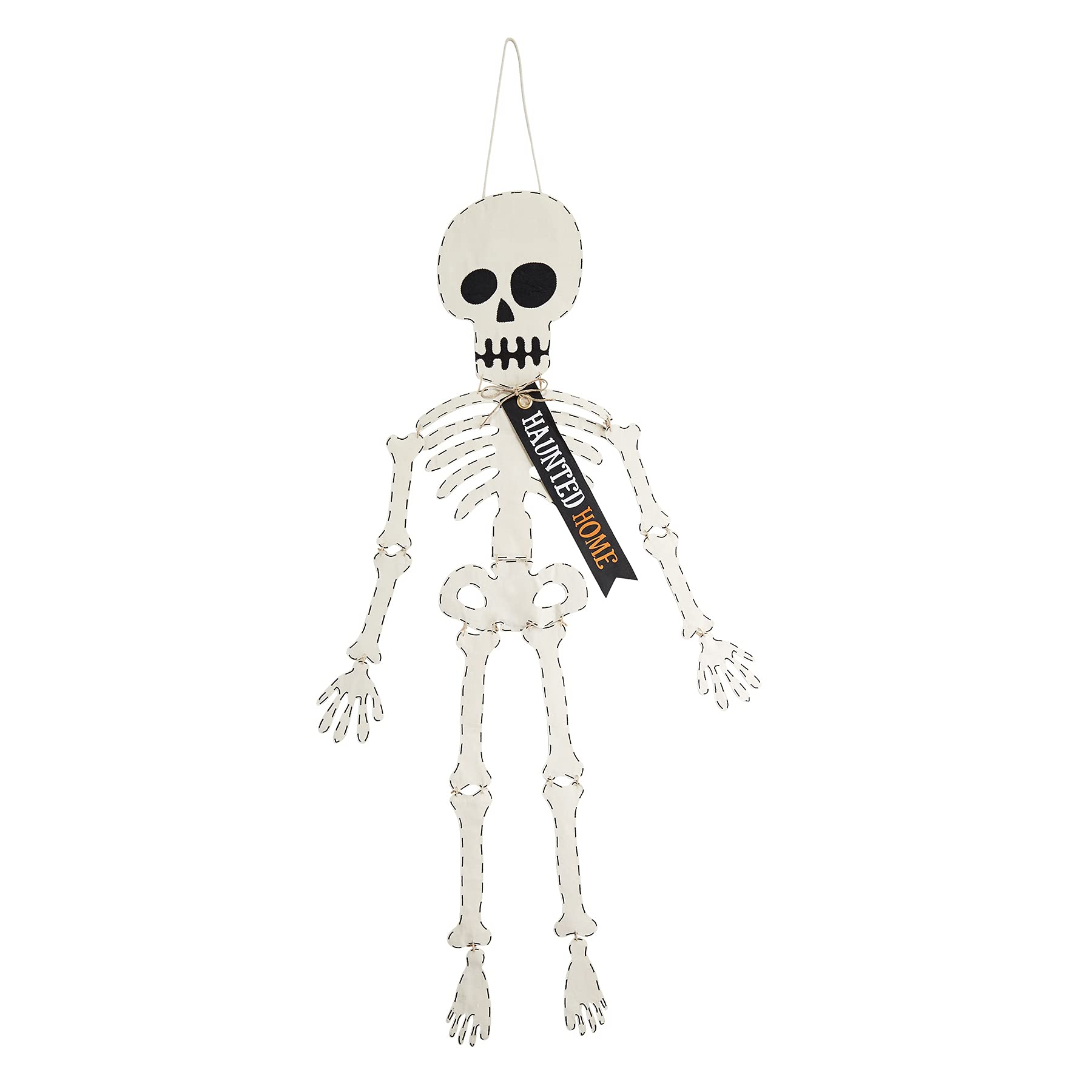 Mud Pie Halloween Skeleton Door Hanger, White, 59 x 19