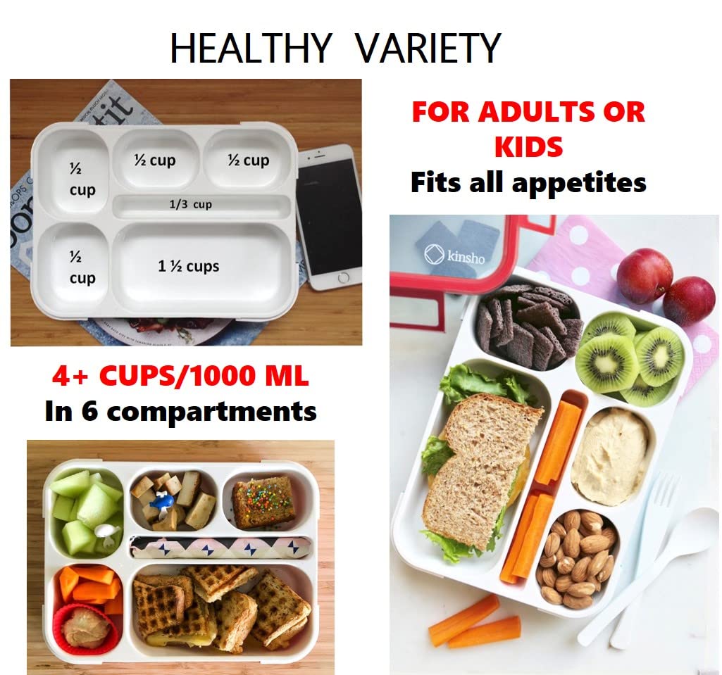 Bento Lunch Box For Kids: Leakproof Lunch Boxes, Snack Containers For Boys, Girls With 6 Compartments - School, Daycare, Meal Pl
