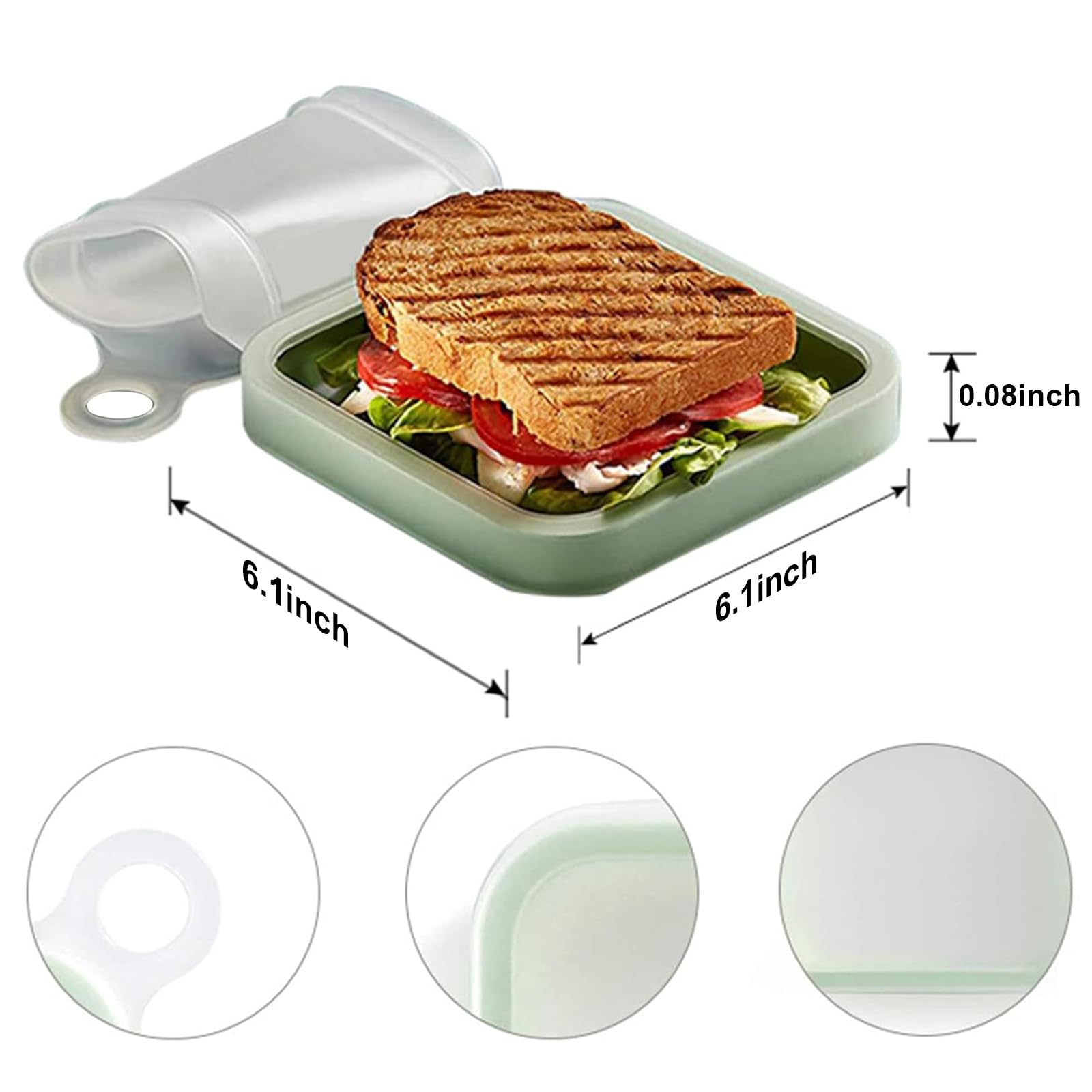 Anjing Silicone Sandwich Container For Lunch Boxes, 2 Pcs Food Storage Containers With Lids, Meal Prep Reusable Bag Bpa Free Ben