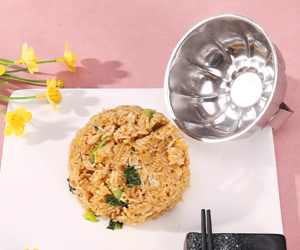 UXOWOXU Stainless Steel Flower Petal Shape Fried Rice Press Mold & Egg Fried Rice Press Cutter for Dish Up Decoration