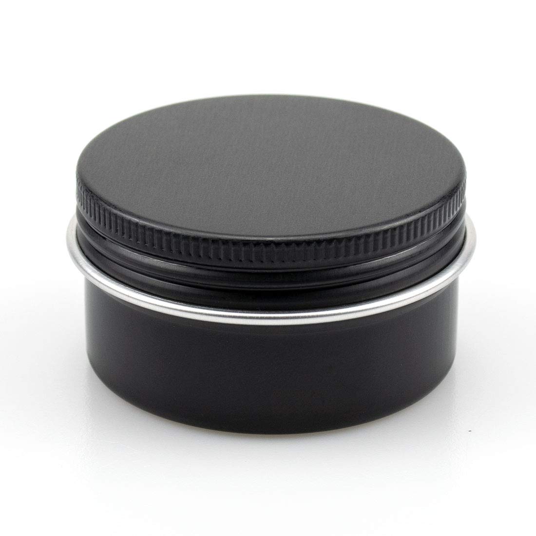 Foraineam 60 Pack 1 Oz. Aluminum Round Lip Balm Tin Container Bottle With Screw Lid - Black Empty Tins For Salve, Powder, Spice,