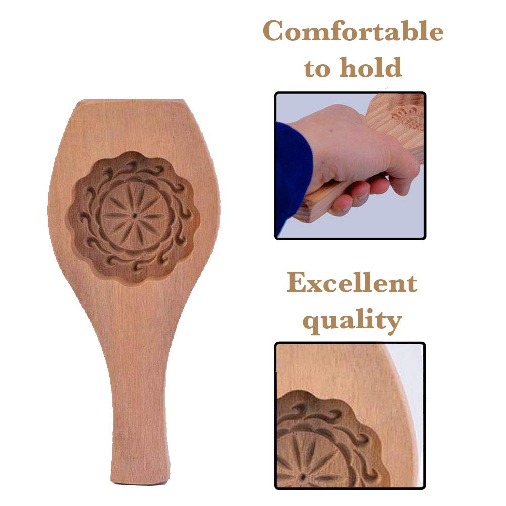Killer'S Instinct Outdoors Carved Round Wooden Mould Press Mooncake Mold Middle Eastern Cookie & Cake Mold 2-1/2'' Diameter 1/2'