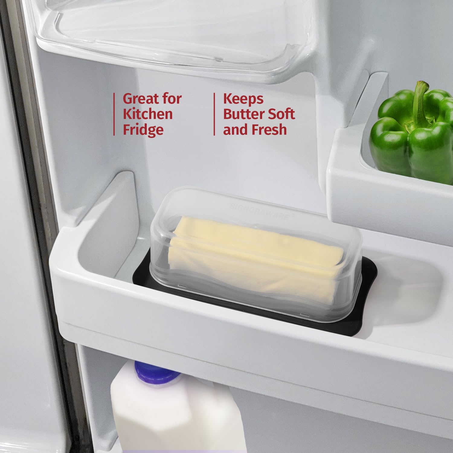 Signoraware Butter Dish With Lid -Butter Keeper Container With Clear Lid For Countertop, Frige- Durable Plastic, Unbreakable Sta