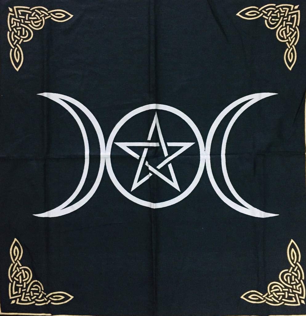 Indian Consigners Altar Cloth Triple Moon Pentagram Goddess Witchcraft Alter Tarot Spread Top Cloth Wiccan Square Spiritual 18 B