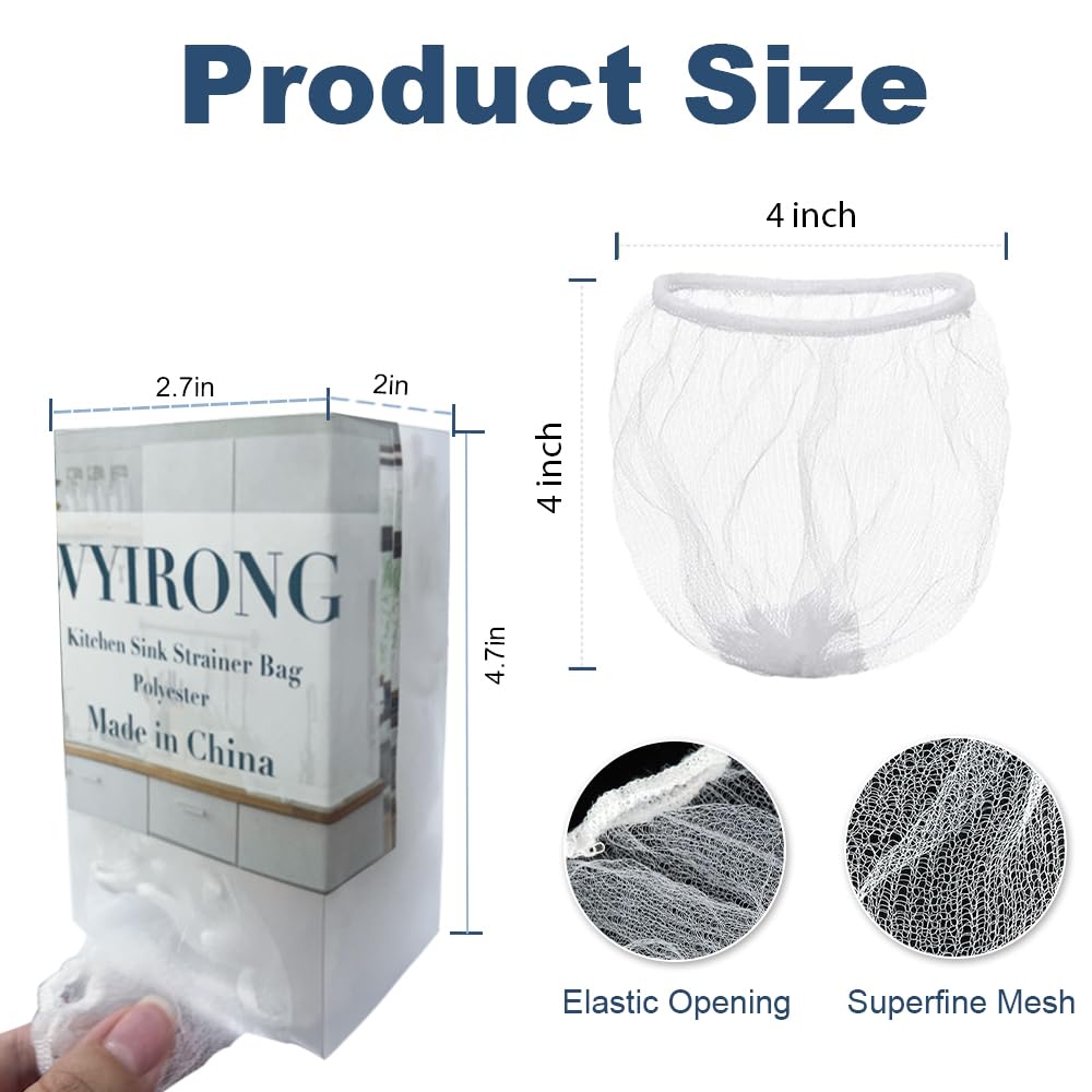 250 Pcs Kitchen Disposable Mesh Sink Strainer Bag And Pp Extraction Box Fits Sink Strainer Elastic Anti-Clogging Eco-Friendly Si