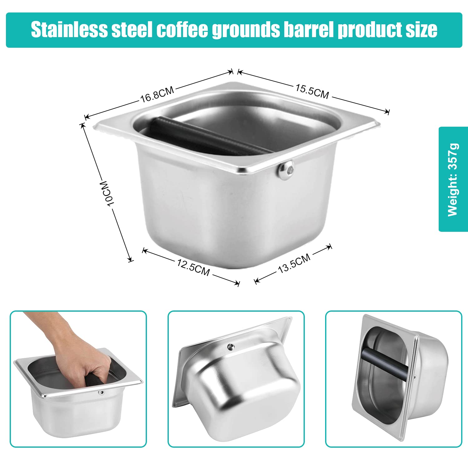 Mysenlan Coffee Knock Box, Stainless Steel Coffee Knock Box,Spresso Knock Box Stainless Steel,Tainless Steel Espresso Knock Box