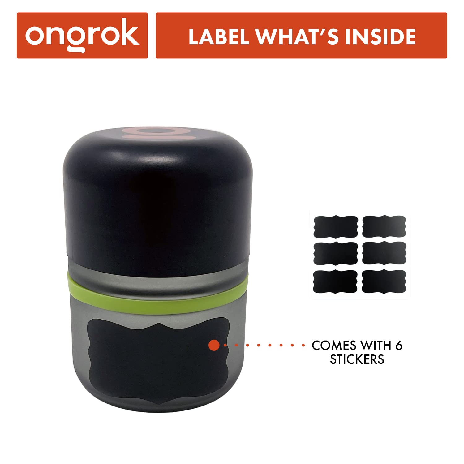 Ongrok Glass Storage Jar, 80Ml, 6 Pack, Color-Coded Airtight Containers, Uv Herb/Spice Jar To With Child Resistant Lid, Perfect