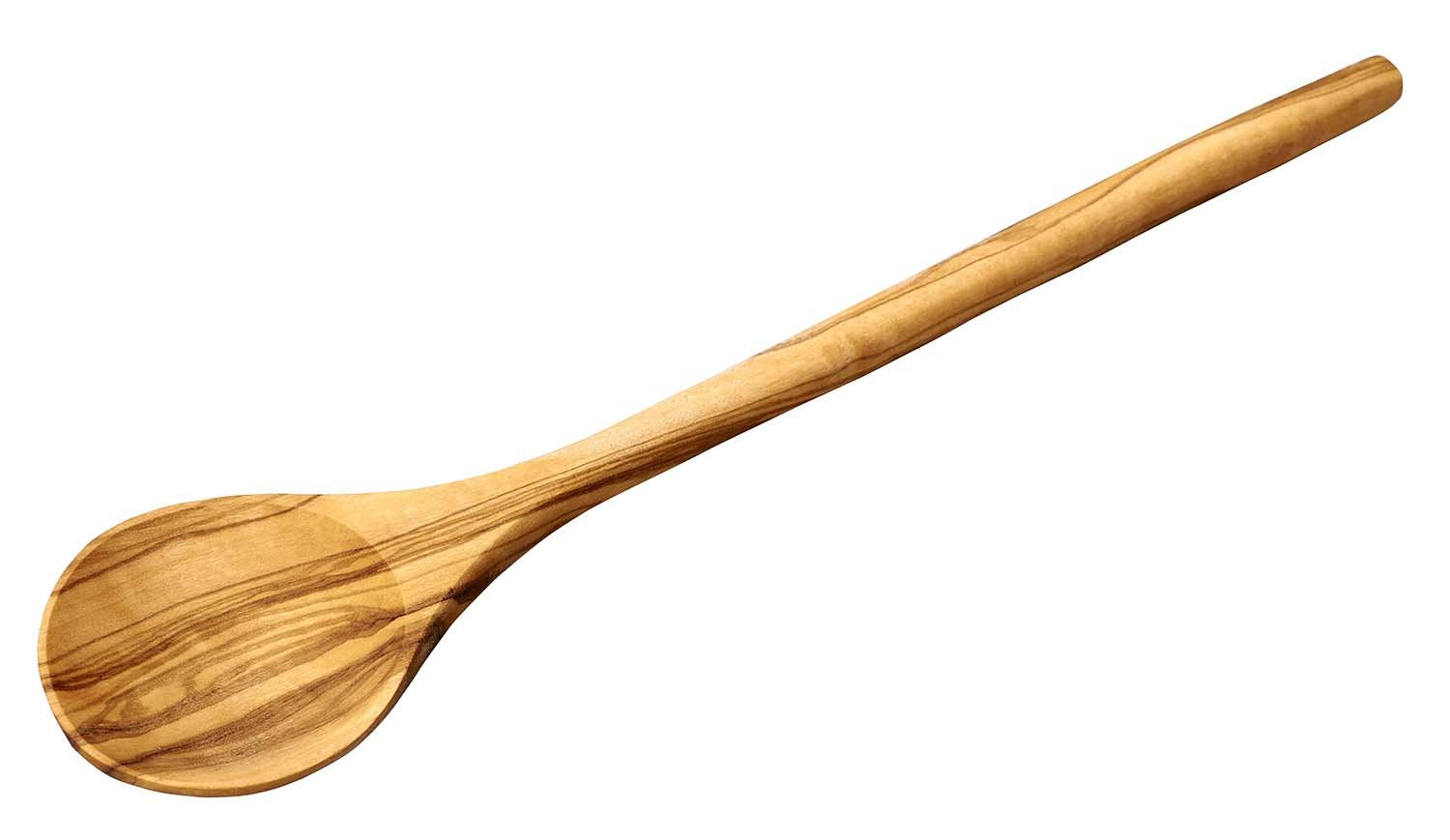 Naturally Med - Olive Wood Wooden Cooking Spoon 12''. Handcrafted In Tunisia. Spoon For Non Stick Pans. Olive Wood Kitchen Spoon