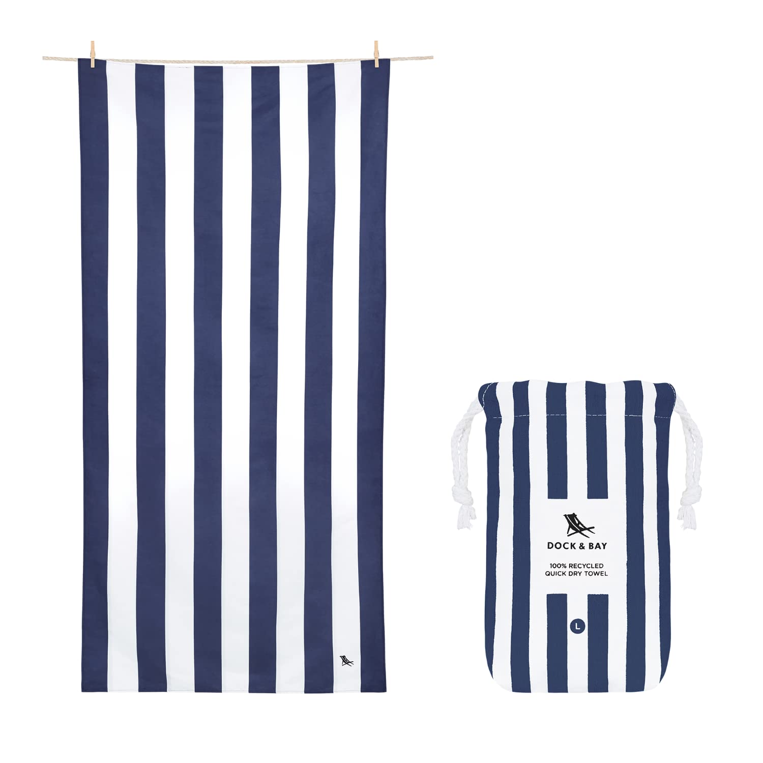 Dock & Bay Quick Drying Towel - For Sports & Gym - Compact, Lightweight - 100% Recycled - Includes Bag - Cabana - Whitsunday Blu