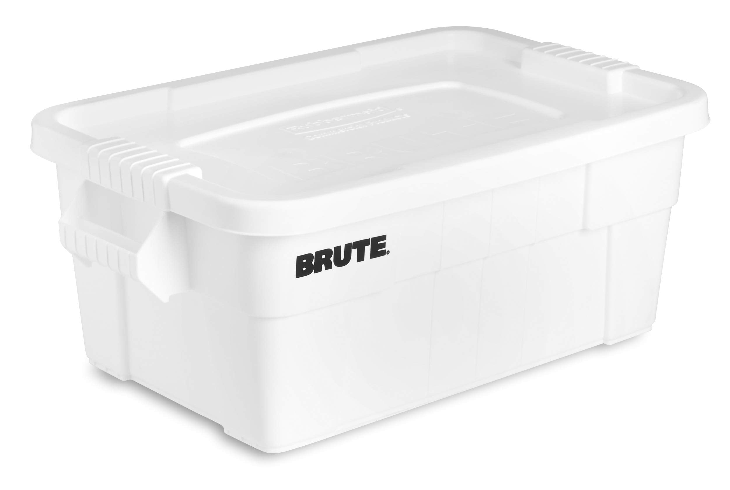 Rubbermaid Commercial Products Brute Tote Storage Container With Lid-Included, 14-Gallon, White, Reusable Boxes For Moving/Stori