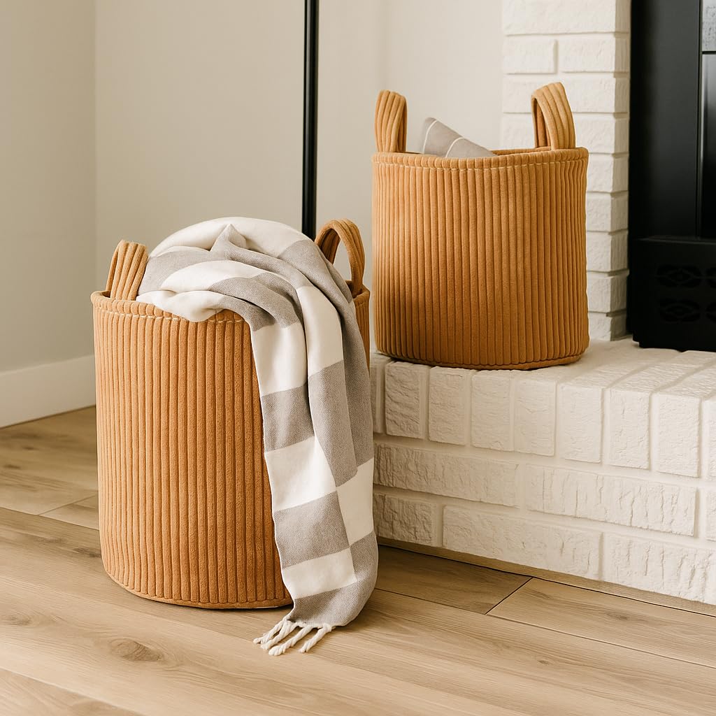 PUTSKA Small Storage Basket - Cute for Organizing, Decorative Storage Boxes, Mini Basket for Gifts and Shelves (Clay)