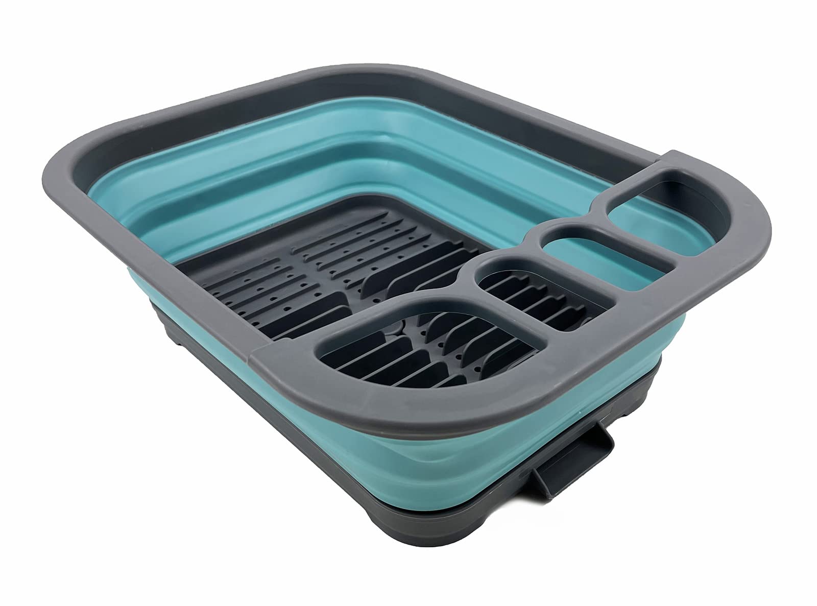 Sammart 7.3L (1.9 Gallon) Collapsible Plastic Dish Drainer With Drainer Board - Foldable Drying Rack Set - Portable Dinnerware O