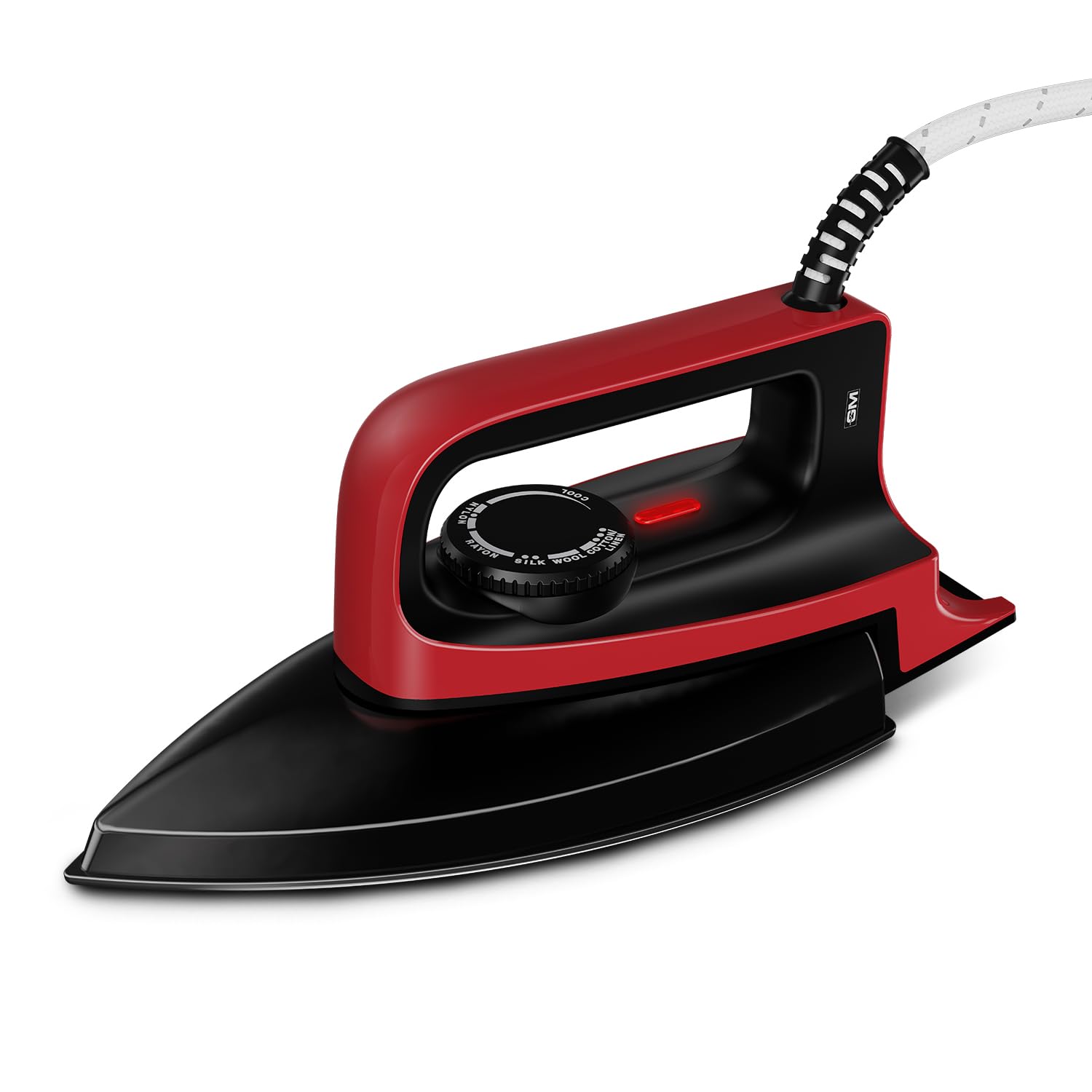 Gm Alpha 1000 Watt Dry Iron For Wrinkle-Free Ironing With Dual Layer German Technology Non-Stick Coating - Red
